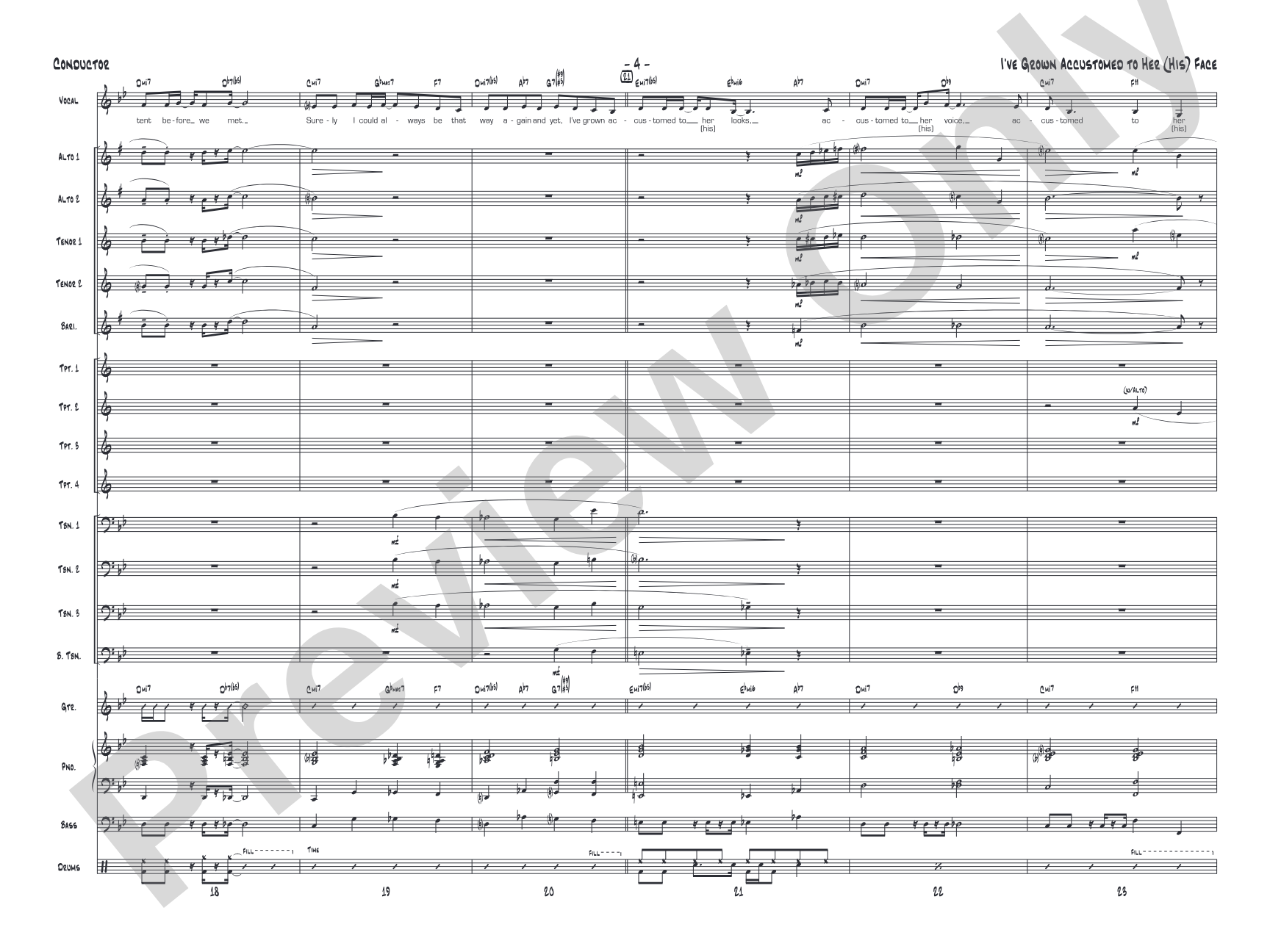 I've Grown Accustomed to Her (His) Face: Vocal Solo with Jazz Ensemble Conductor Score & Parts