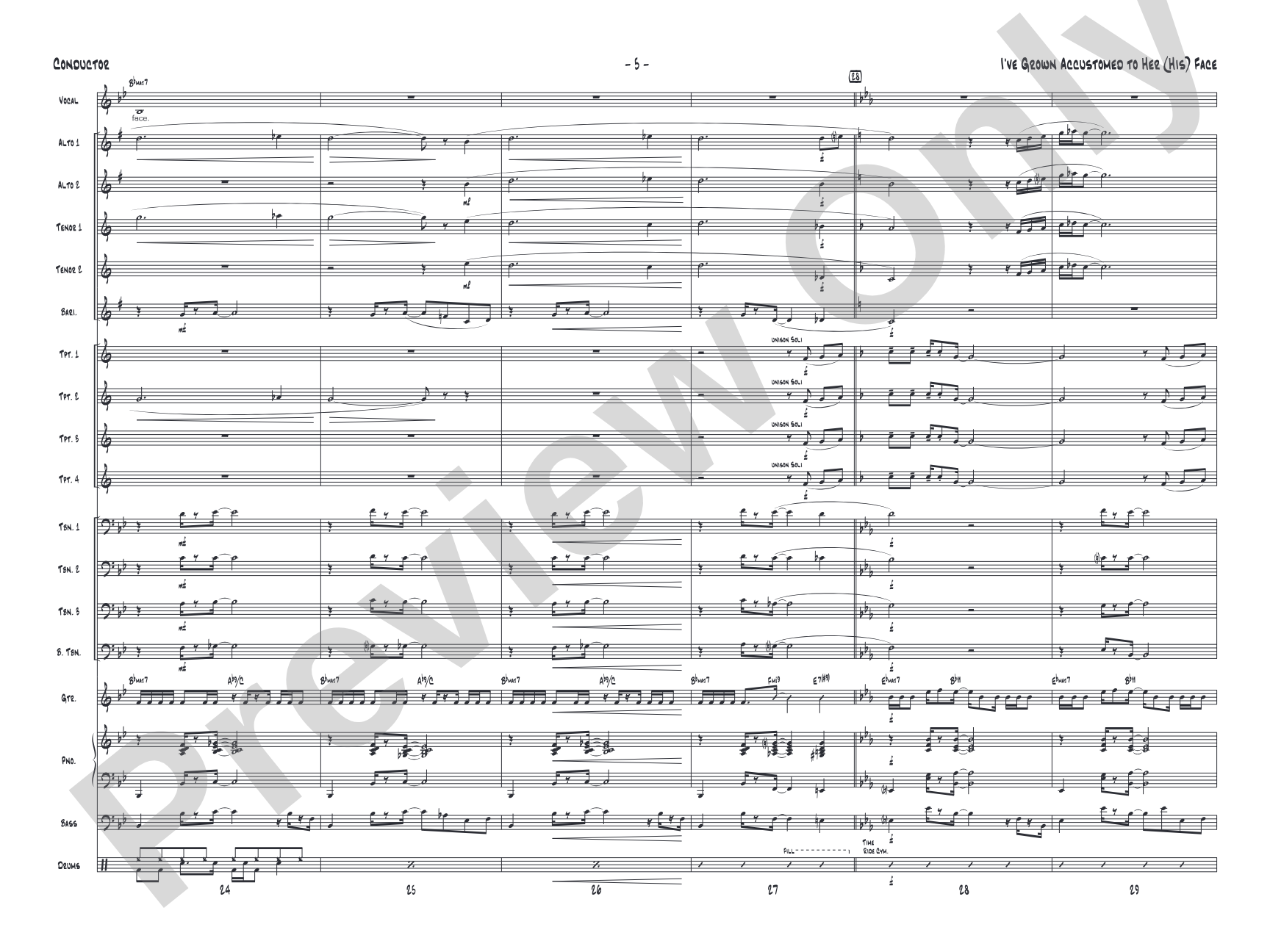 I've Grown Accustomed to Her (His) Face: Vocal Solo with Jazz Ensemble Conductor Score & Parts