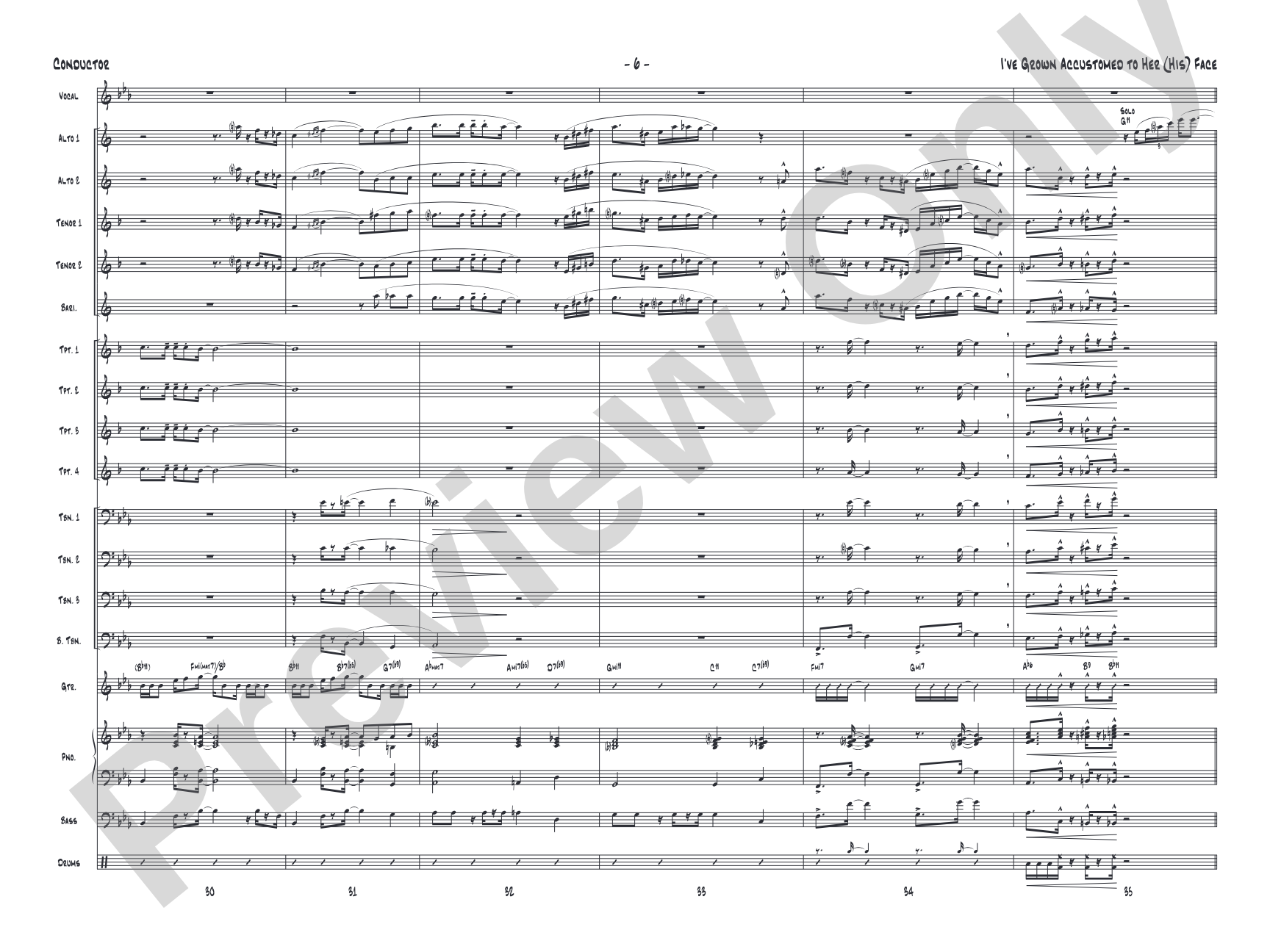I've Grown Accustomed to Her (His) Face: Vocal Solo with Jazz Ensemble Conductor Score & Parts