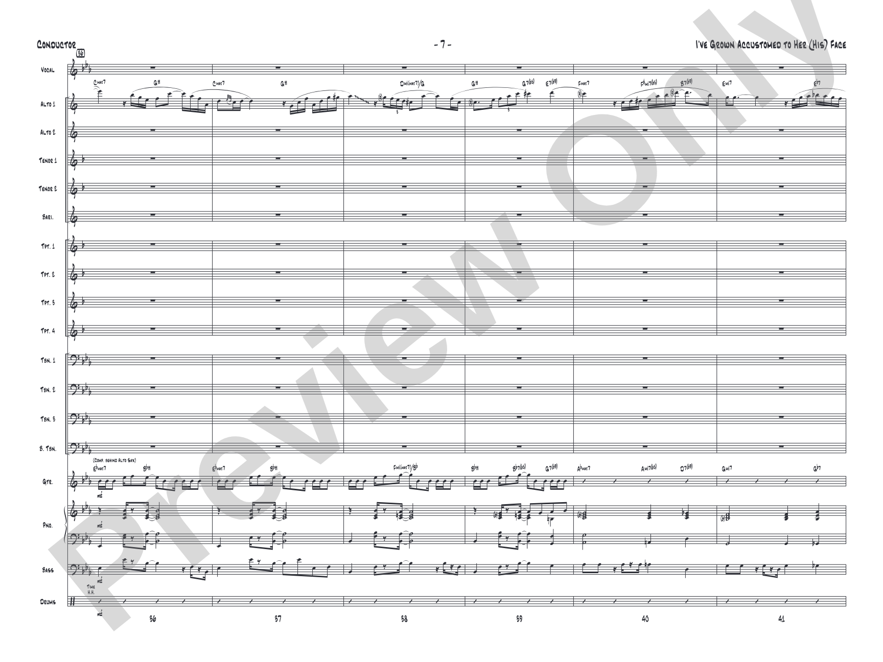 I've Grown Accustomed to Her (His) Face: Vocal Solo with Jazz Ensemble Conductor Score & Parts