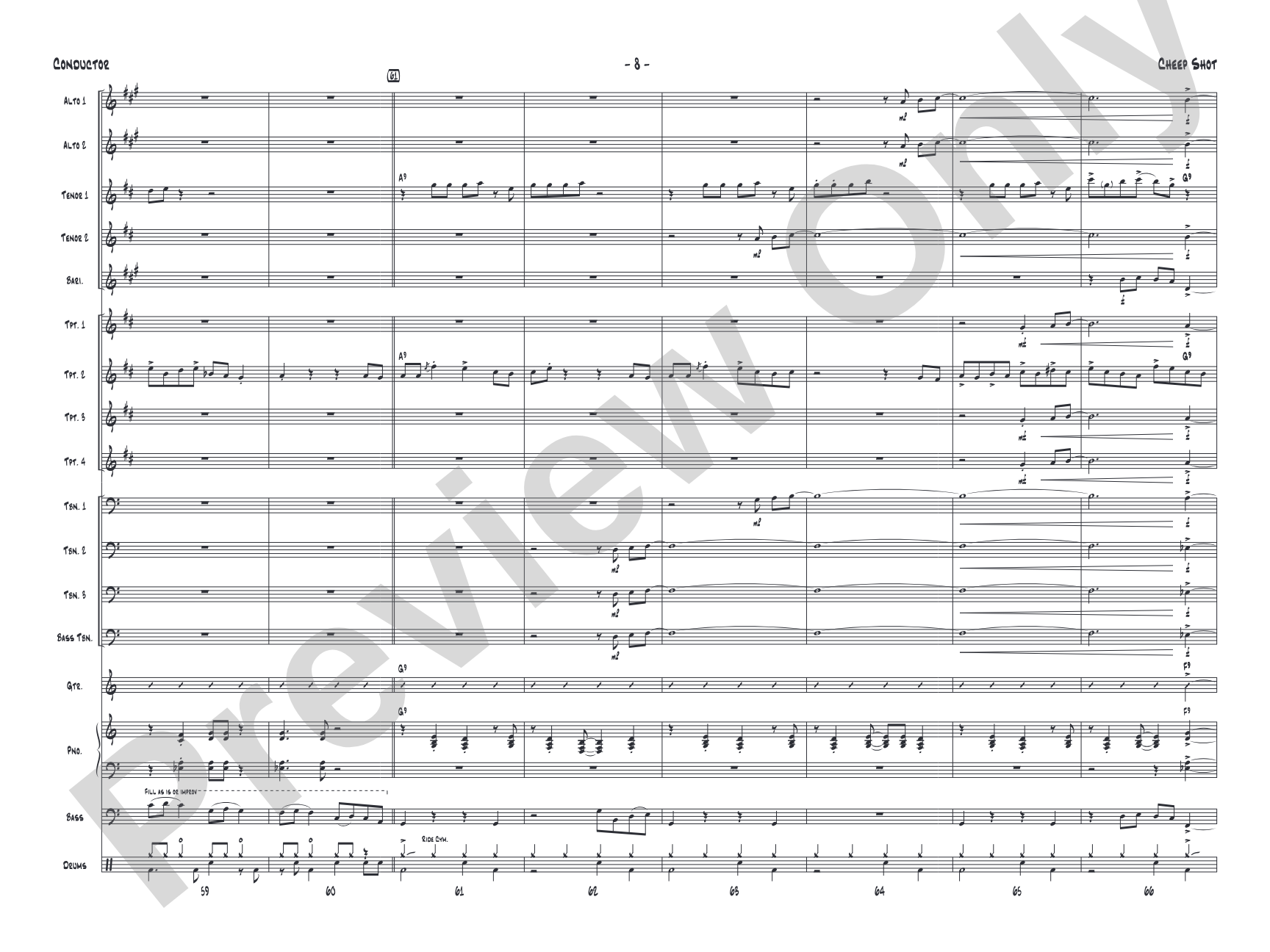 Cheep Shot: Jazz Ensemble Conductor Score & Parts