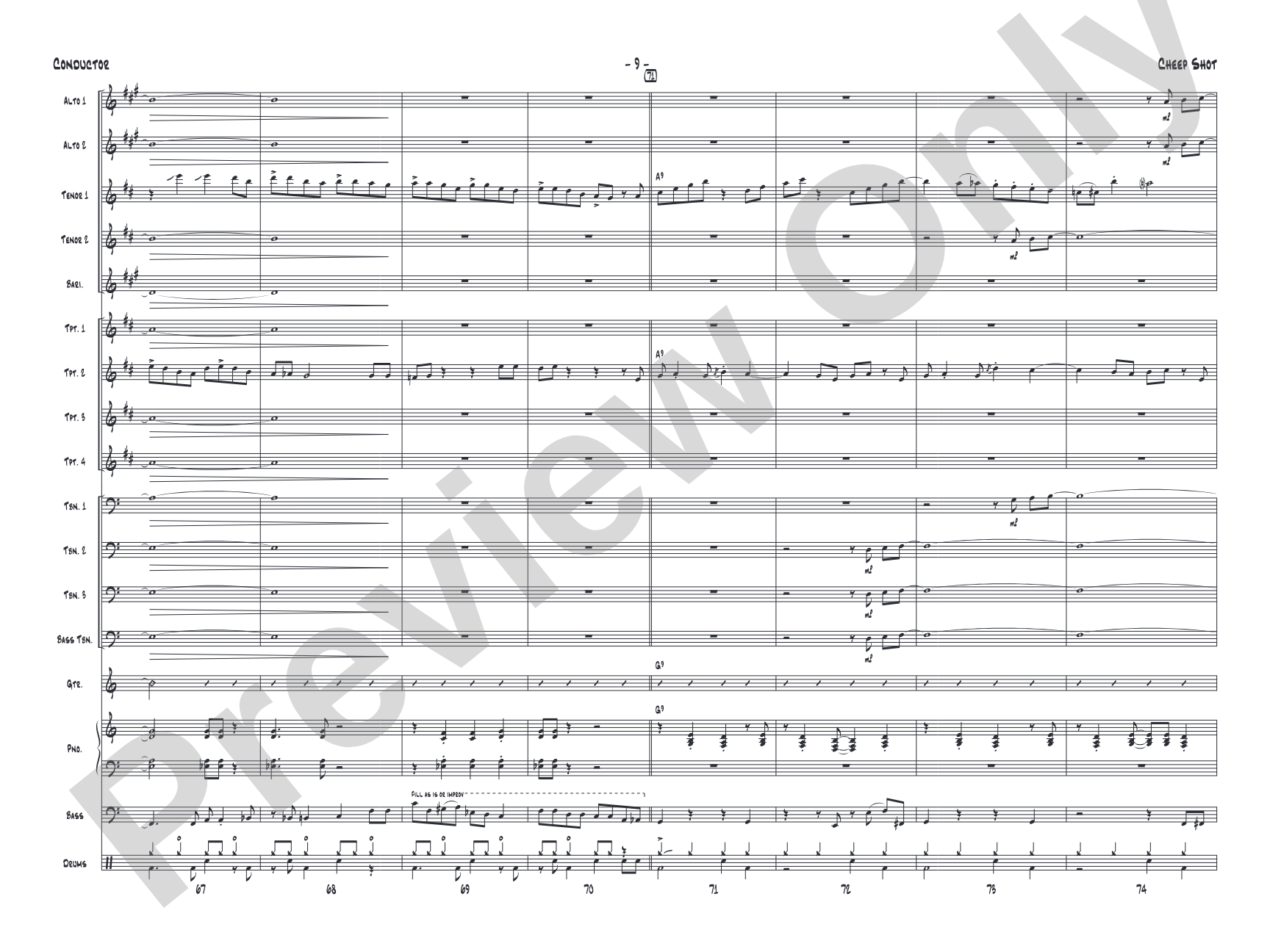 Cheep Shot: Jazz Ensemble Conductor Score & Parts