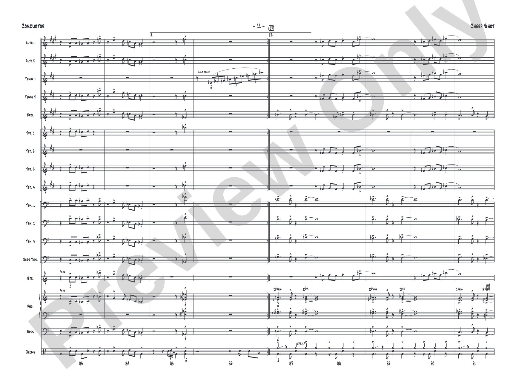 Cheep Shot: Jazz Ensemble Conductor Score & Parts