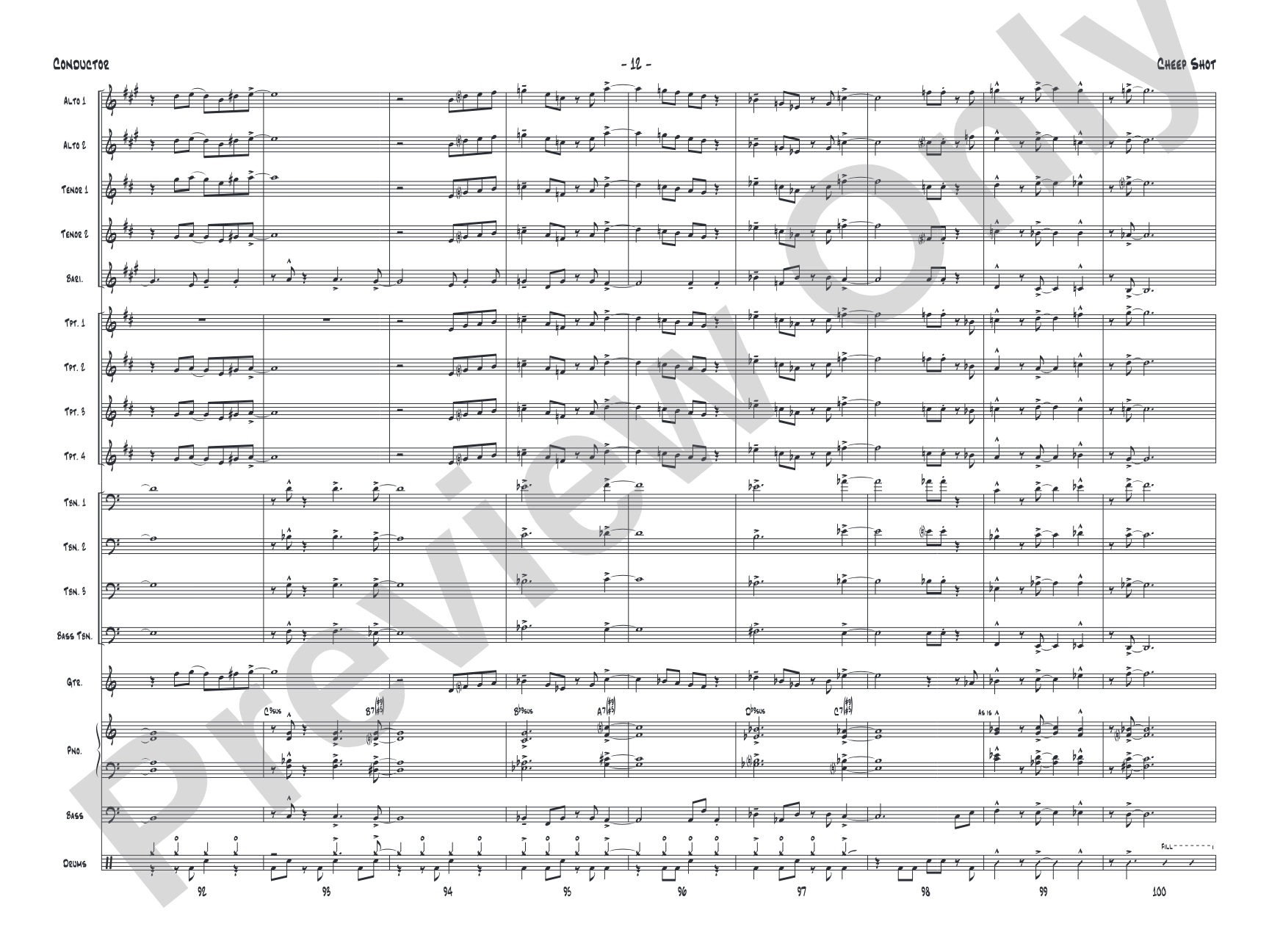 Cheep Shot: Jazz Ensemble Conductor Score & Parts