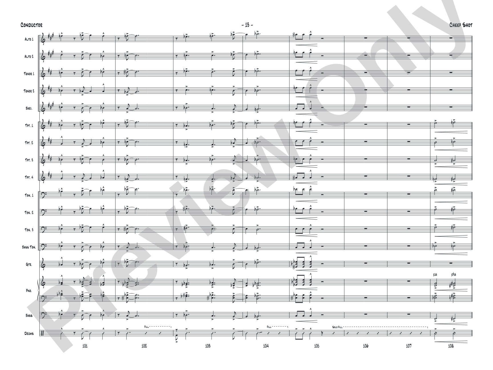 Cheep Shot: Jazz Ensemble Conductor Score & Parts