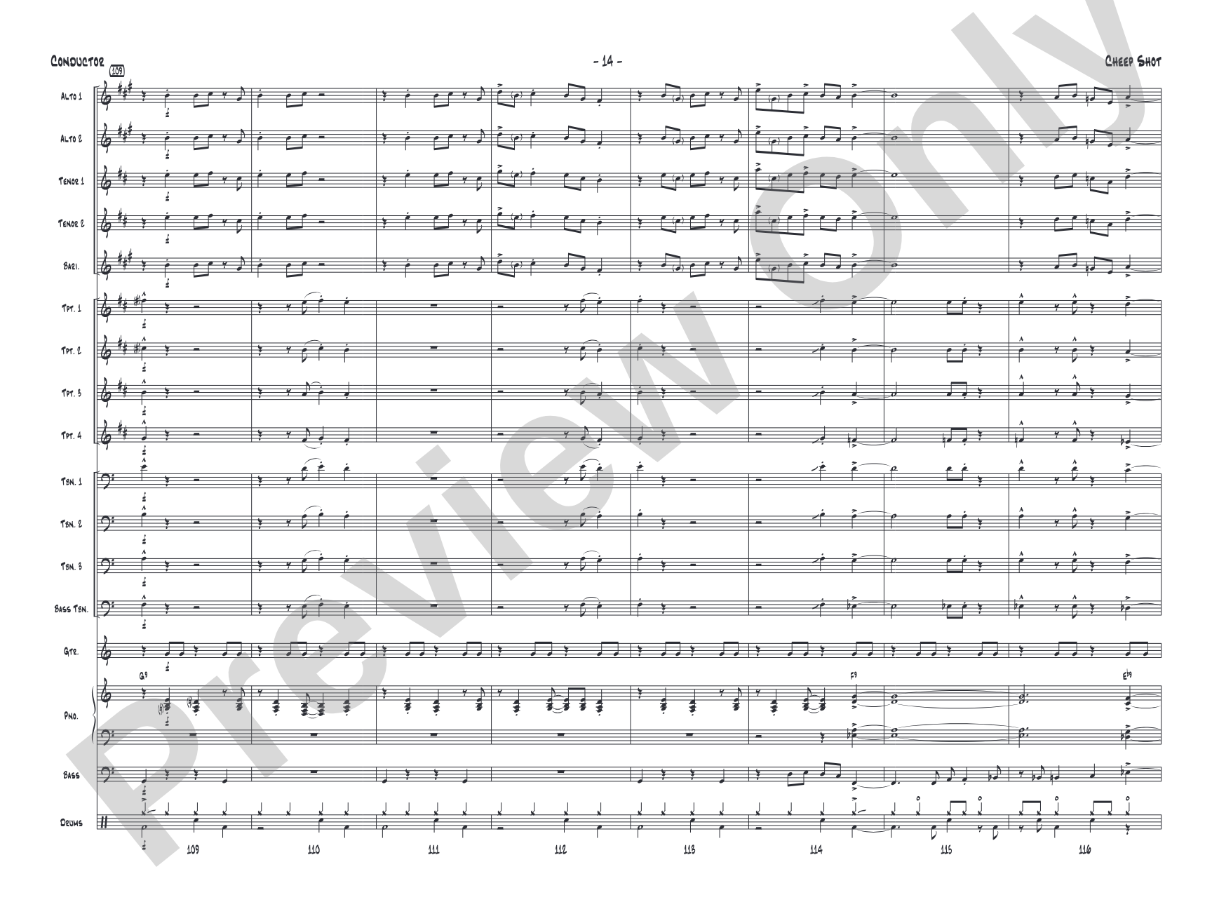 Cheep Shot: Jazz Ensemble Conductor Score & Parts