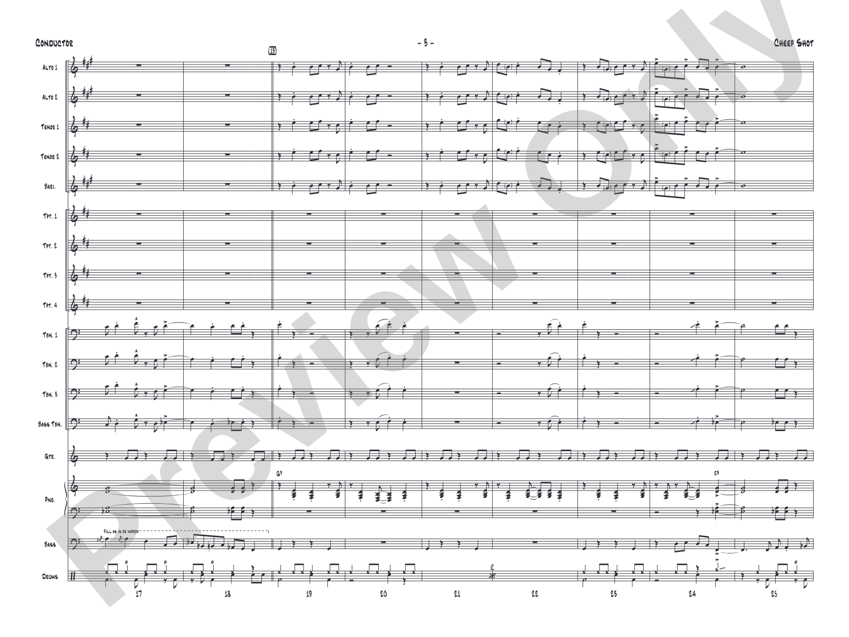 Cheep Shot: Jazz Ensemble Conductor Score & Parts