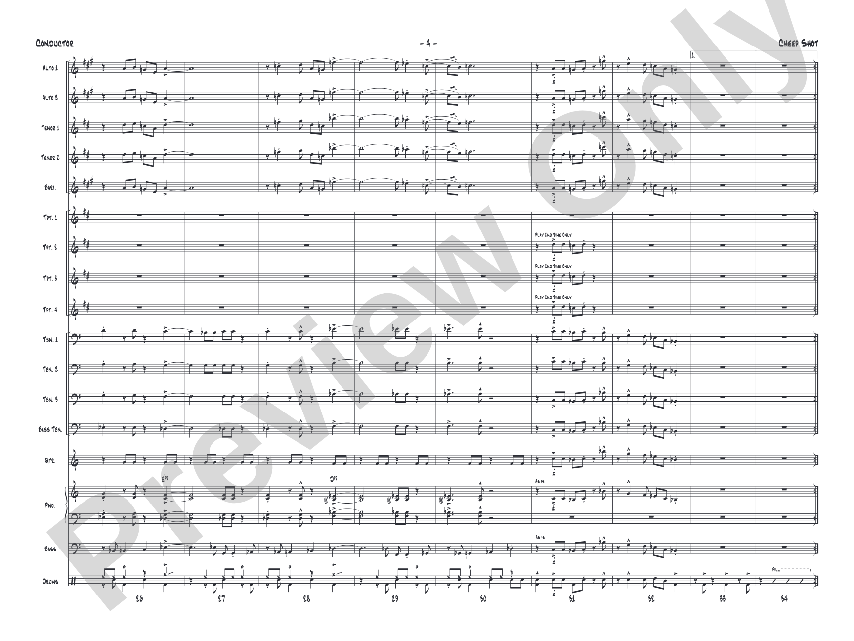 Cheep Shot: Jazz Ensemble Conductor Score & Parts