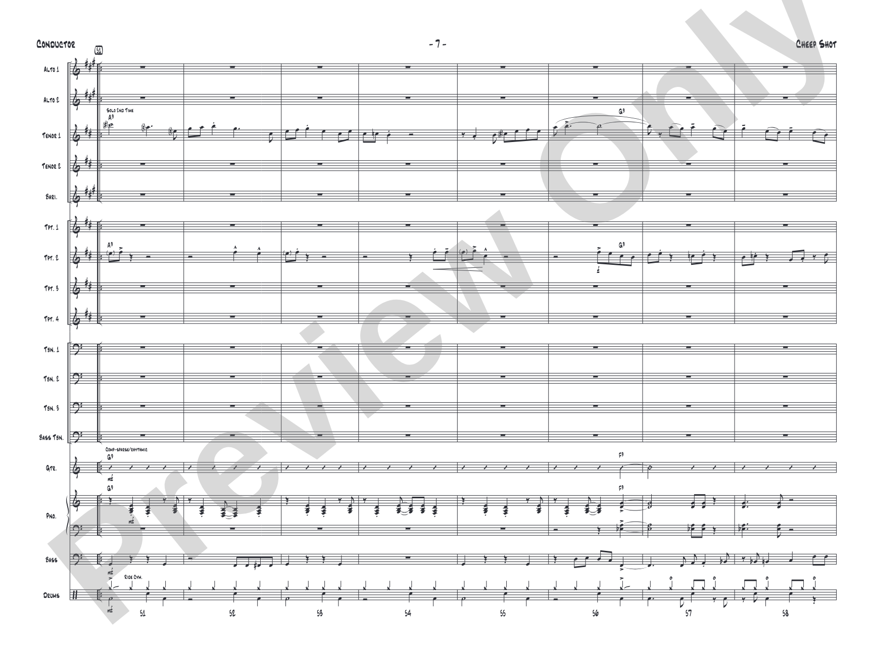 Cheep Shot: Jazz Ensemble Conductor Score & Parts