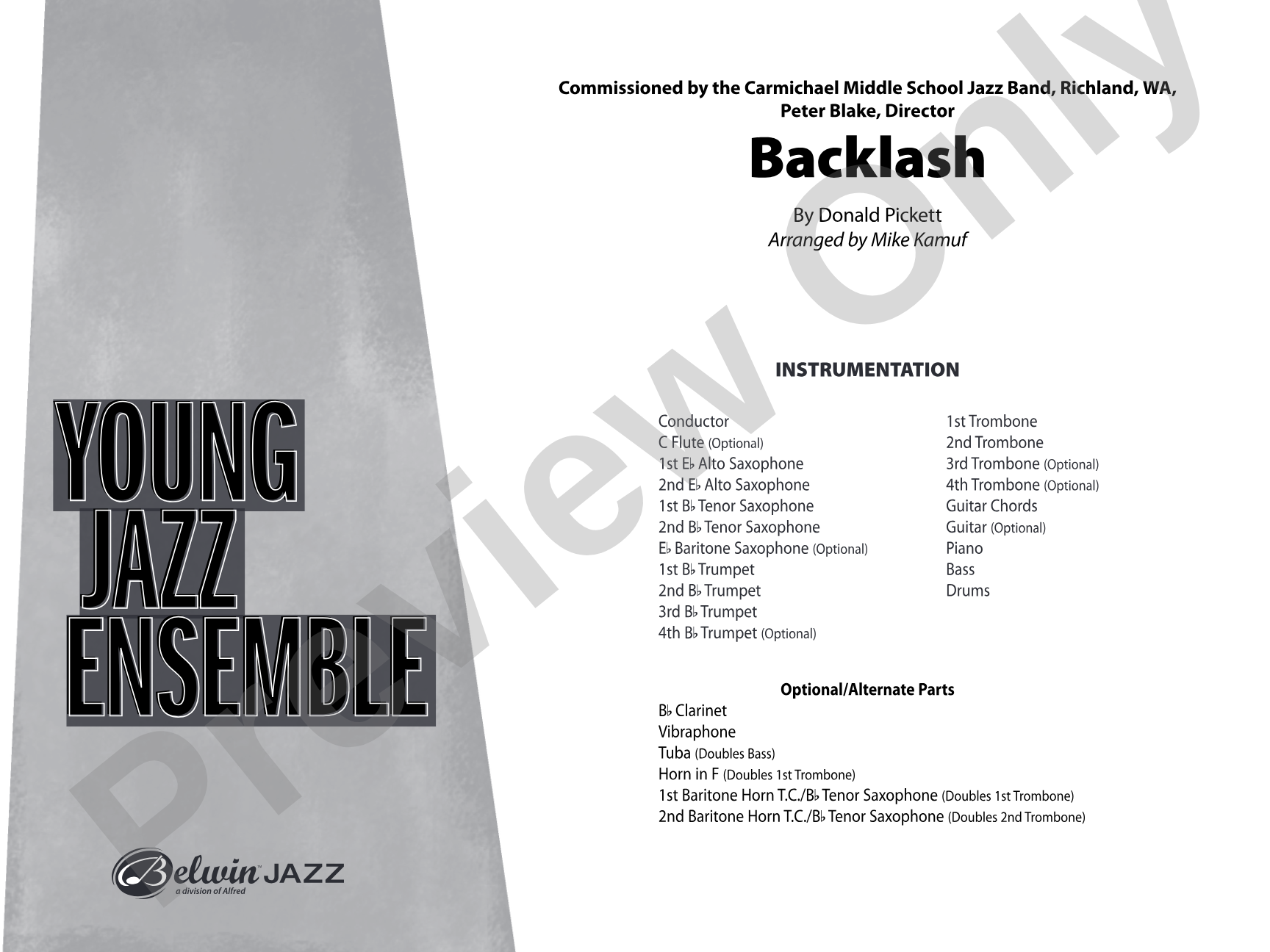 Backlash: Jazz Ensemble Conductor Score & Parts