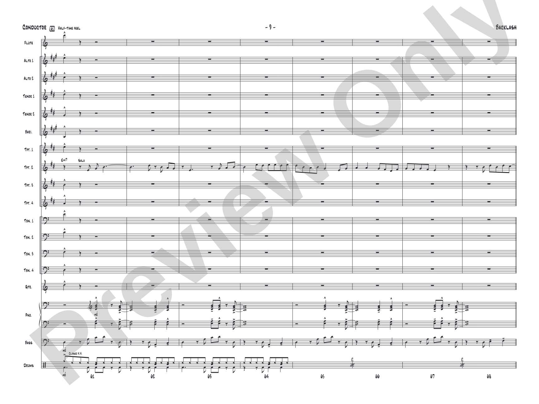 Backlash: Jazz Ensemble Conductor Score & Parts