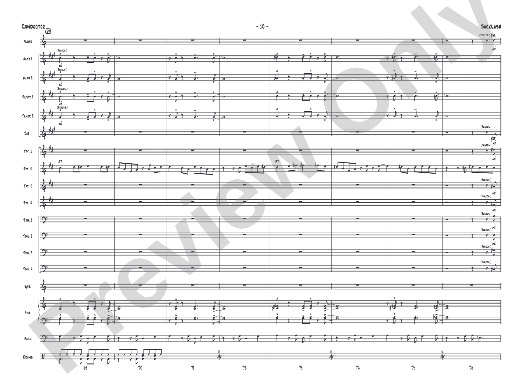 Backlash: Jazz Ensemble Conductor Score & Parts