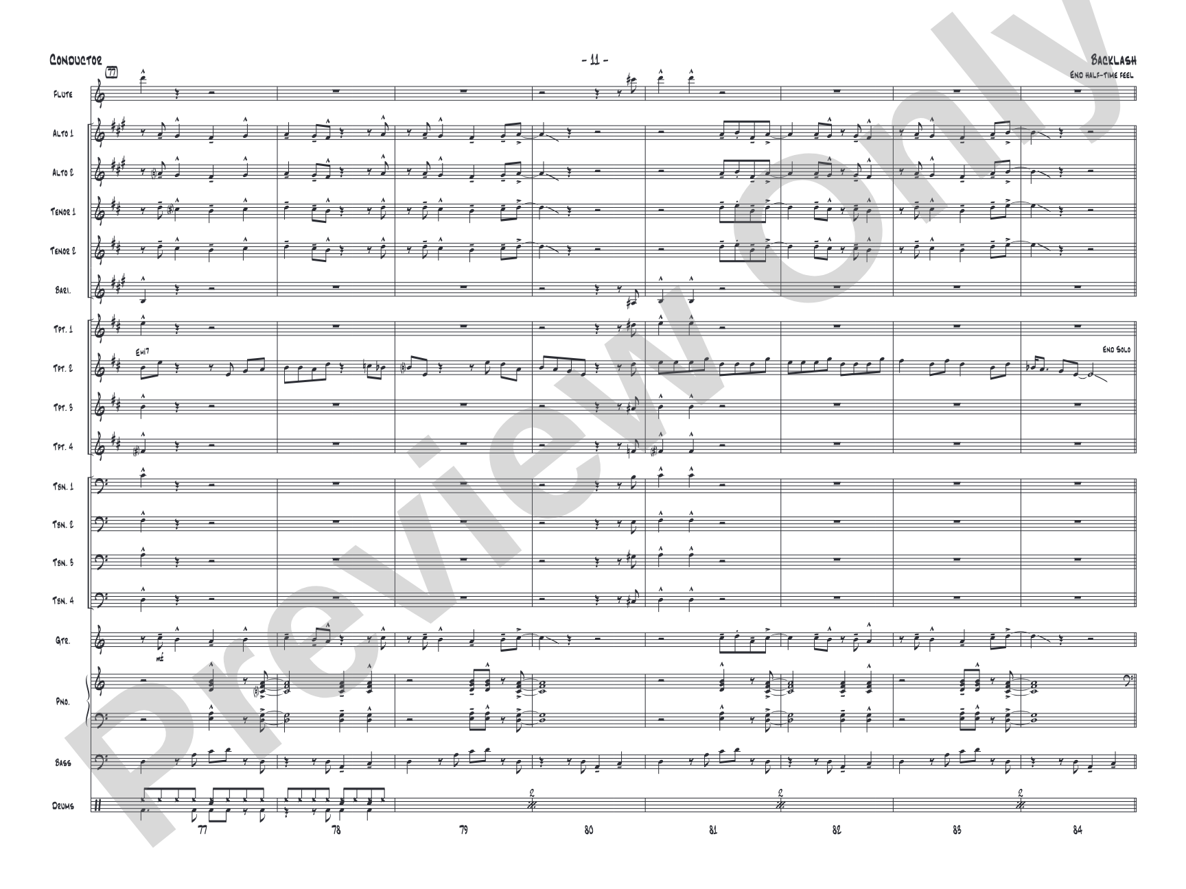 Backlash: Jazz Ensemble Conductor Score & Parts
