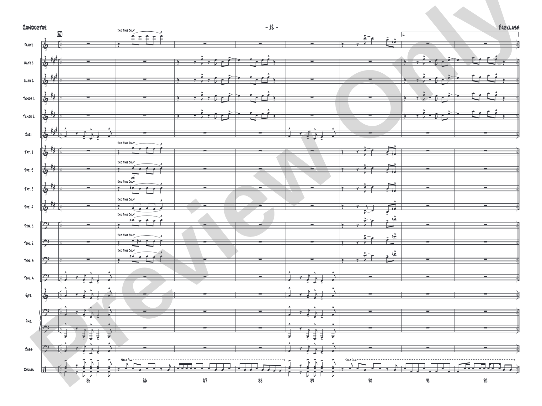 Backlash: Jazz Ensemble Conductor Score & Parts