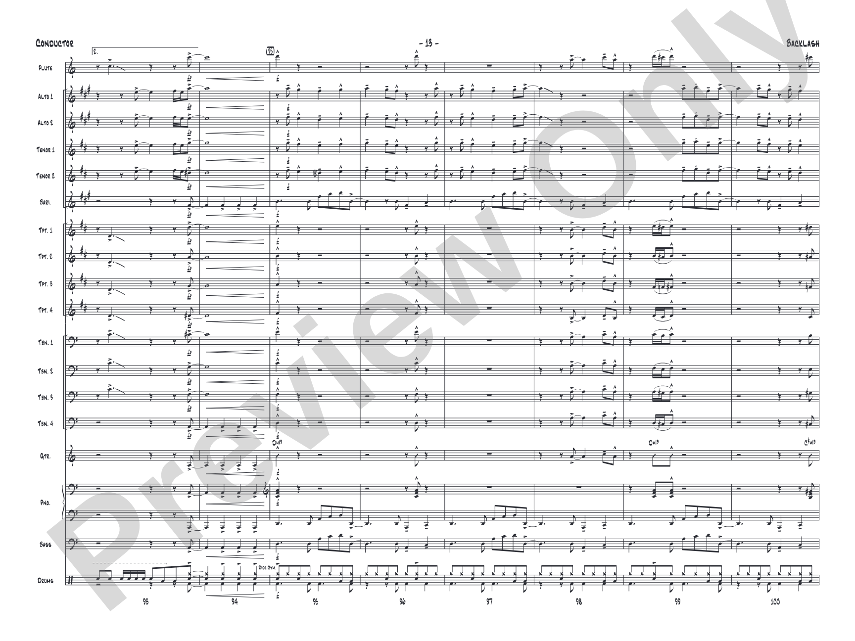 Backlash: Jazz Ensemble Conductor Score & Parts