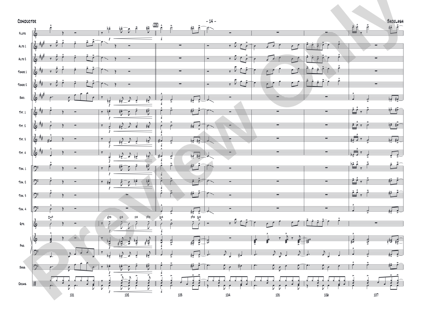 Backlash: Jazz Ensemble Conductor Score & Parts