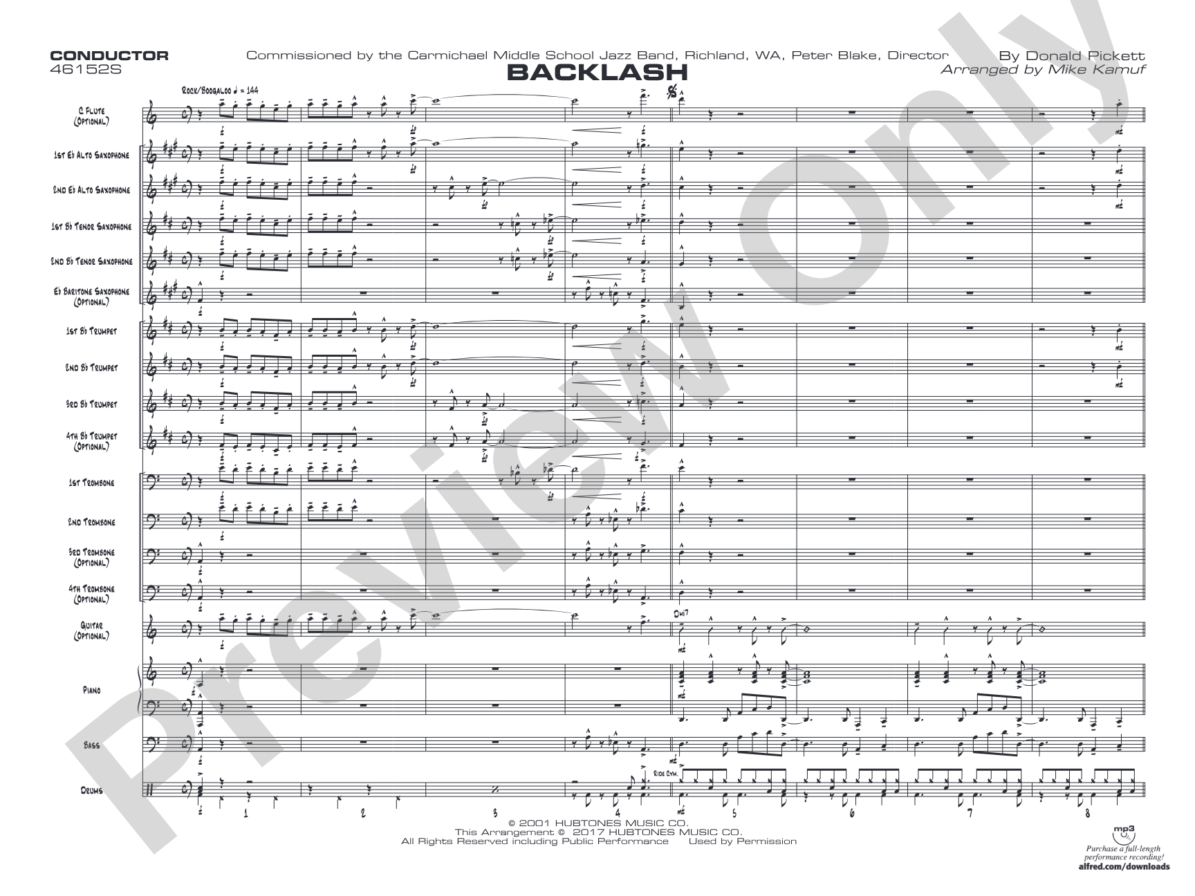 Backlash: Jazz Ensemble Conductor Score & Parts