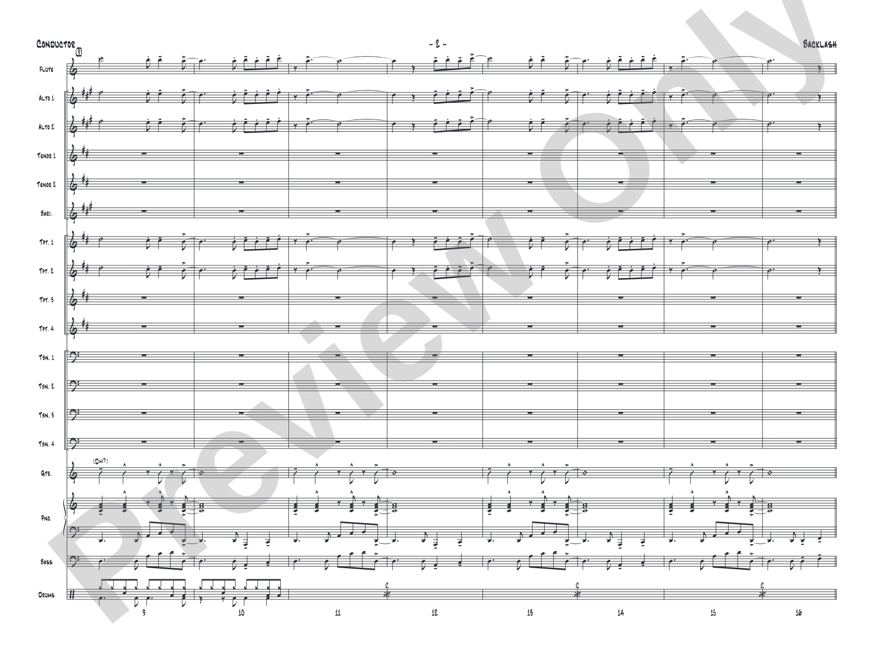 Backlash: Jazz Ensemble Conductor Score & Parts