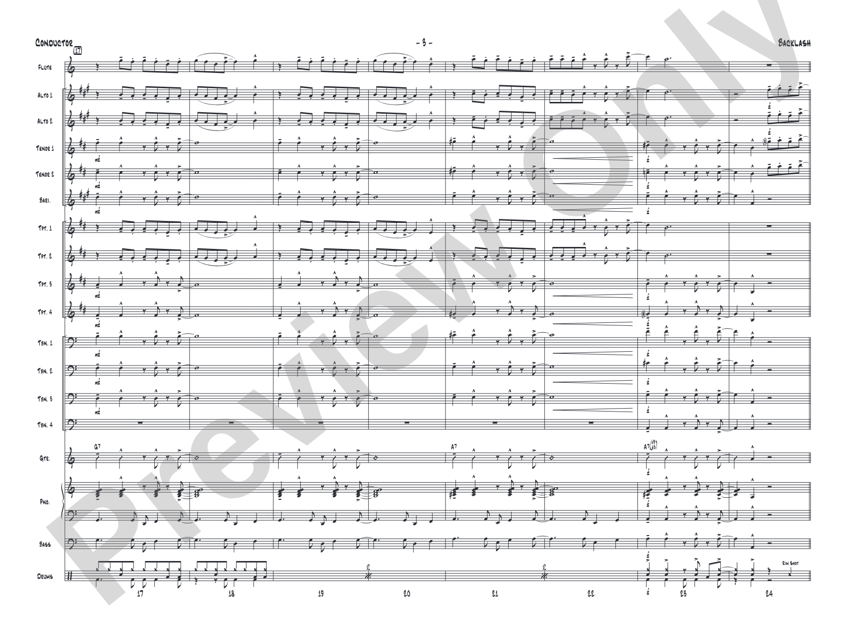 Backlash: Jazz Ensemble Conductor Score & Parts