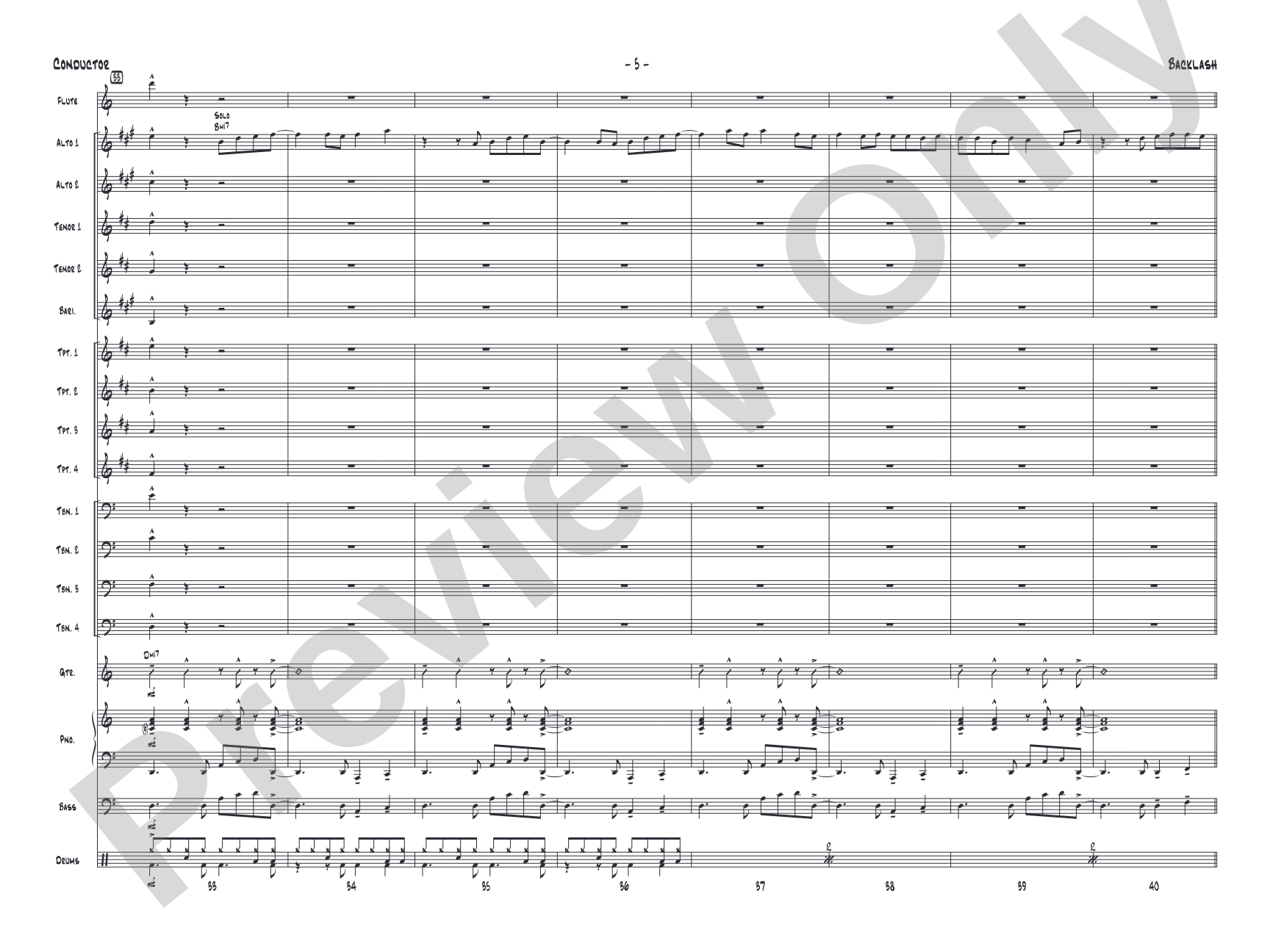 Backlash: Jazz Ensemble Conductor Score & Parts