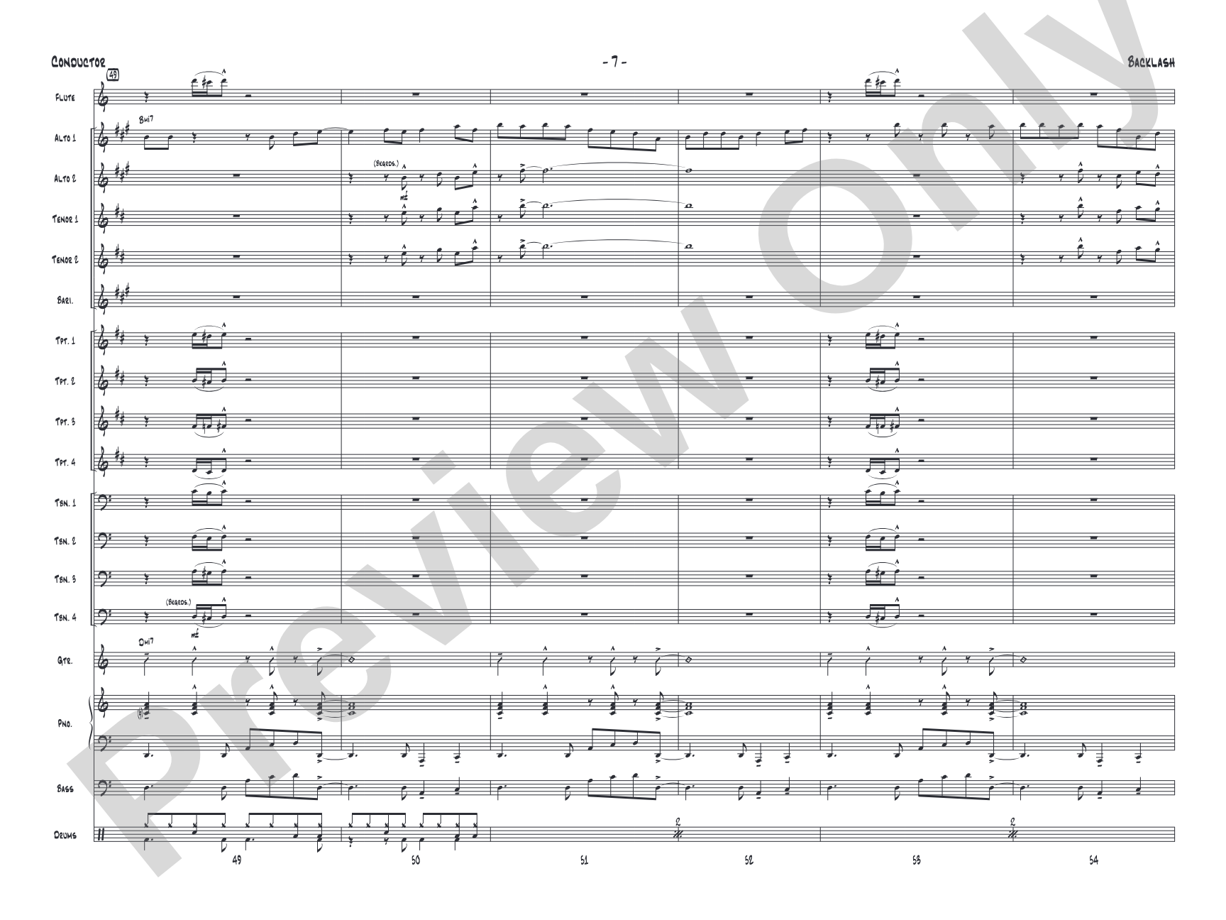 Backlash: Jazz Ensemble Conductor Score & Parts