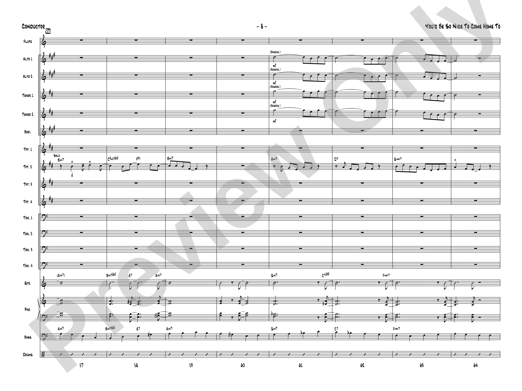 You'd Be So Nice to Come Home To: Jazz Ensemble Conductor Score & Parts