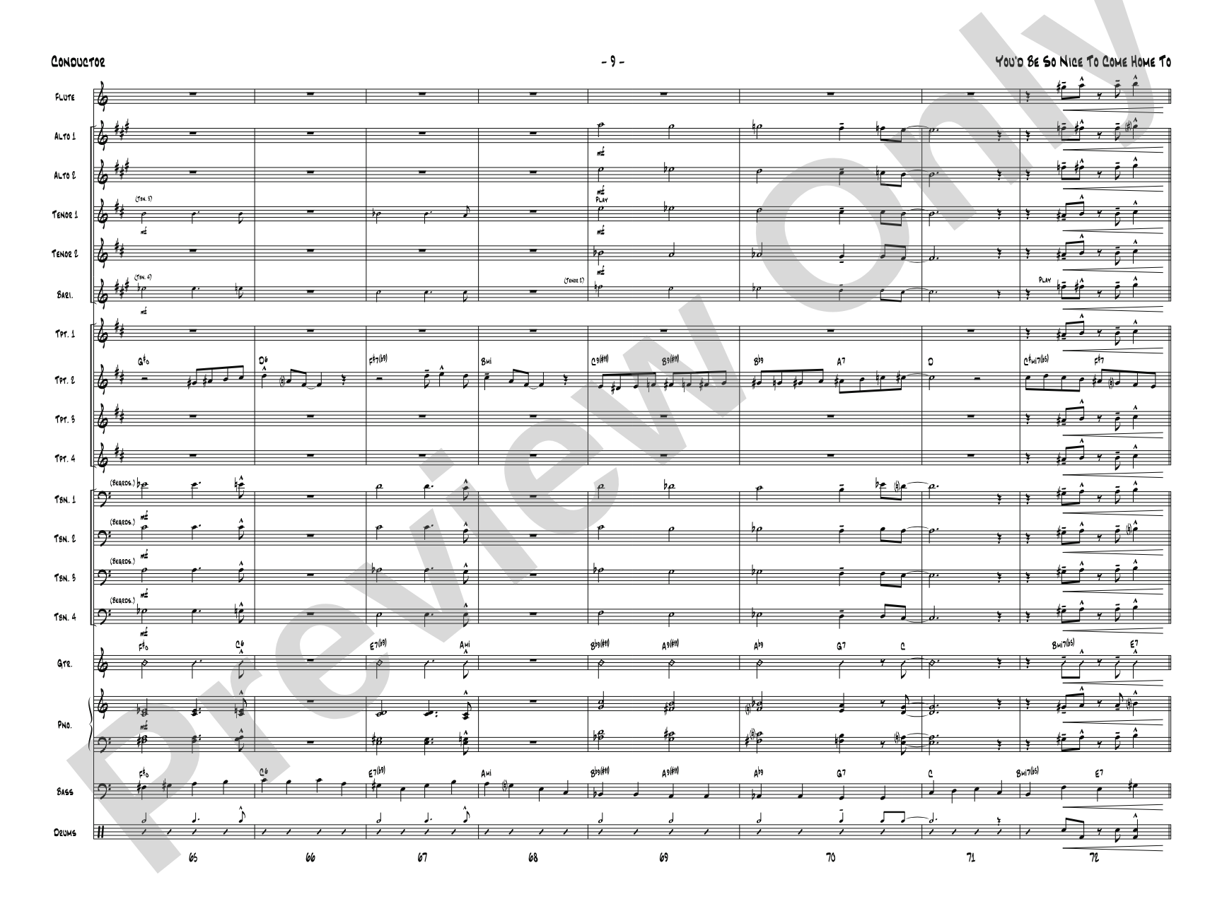 You'd Be So Nice to Come Home To: Jazz Ensemble Conductor Score & Parts