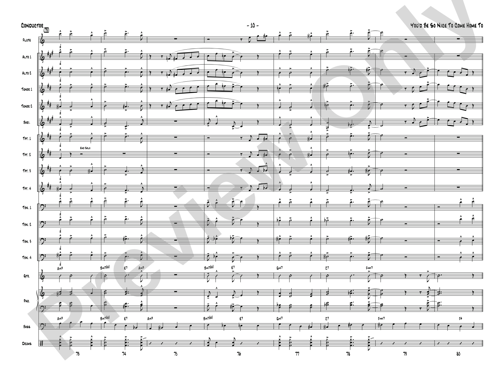 You'd Be So Nice to Come Home To: Jazz Ensemble Conductor Score & Parts