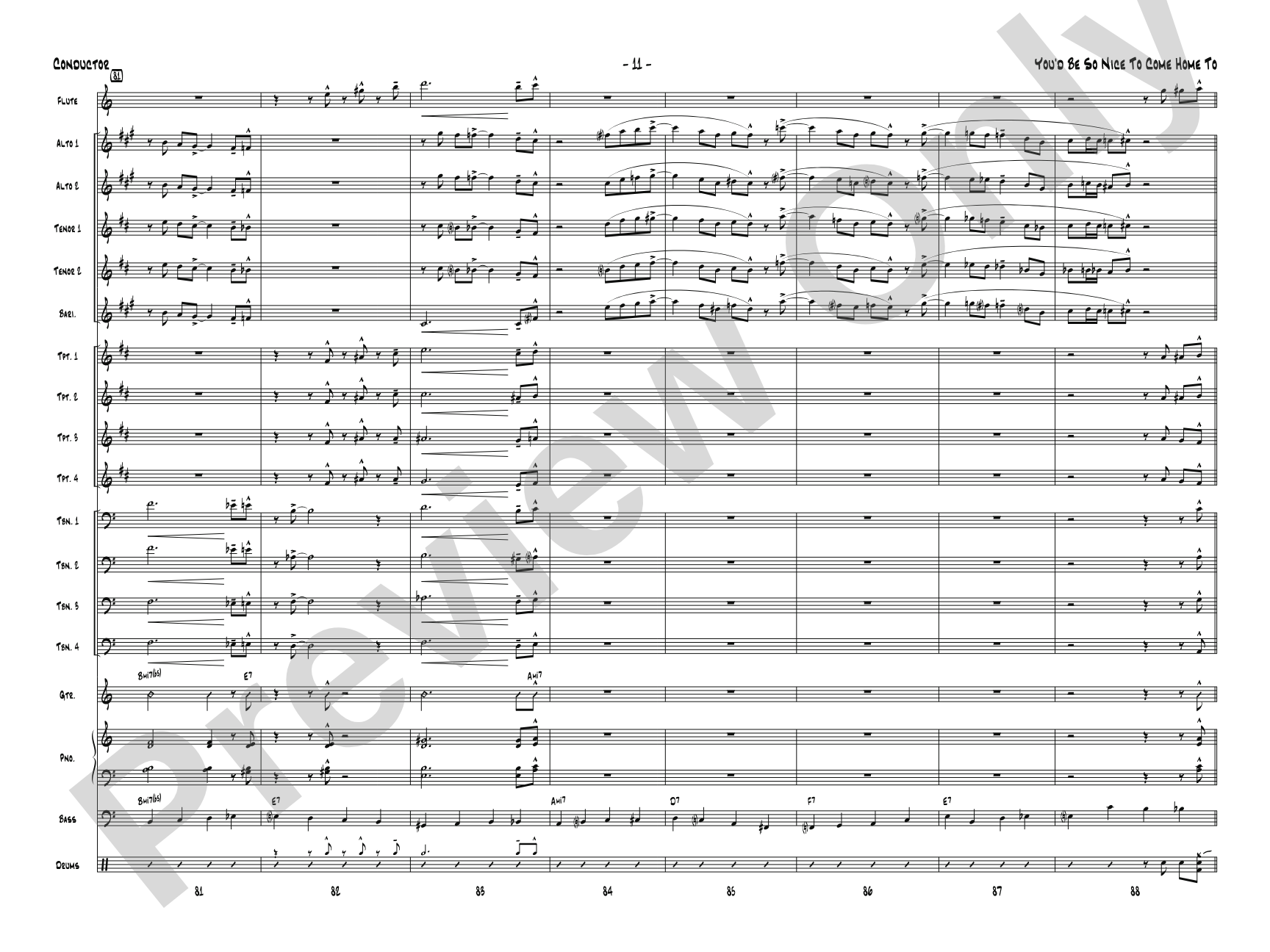 You'd Be So Nice to Come Home To: Jazz Ensemble Conductor Score & Parts