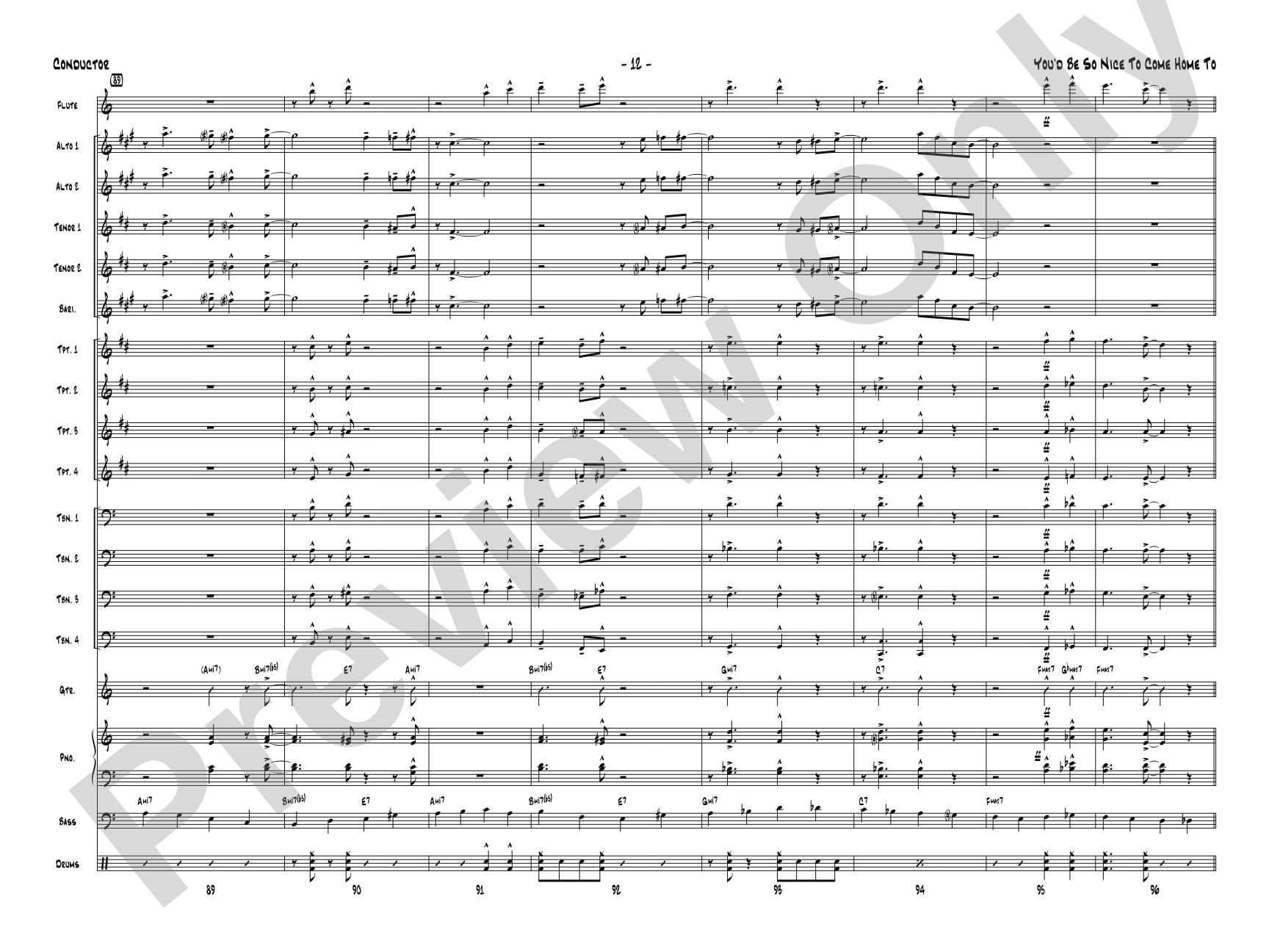 You'd Be So Nice to Come Home To: Jazz Ensemble Conductor Score & Parts