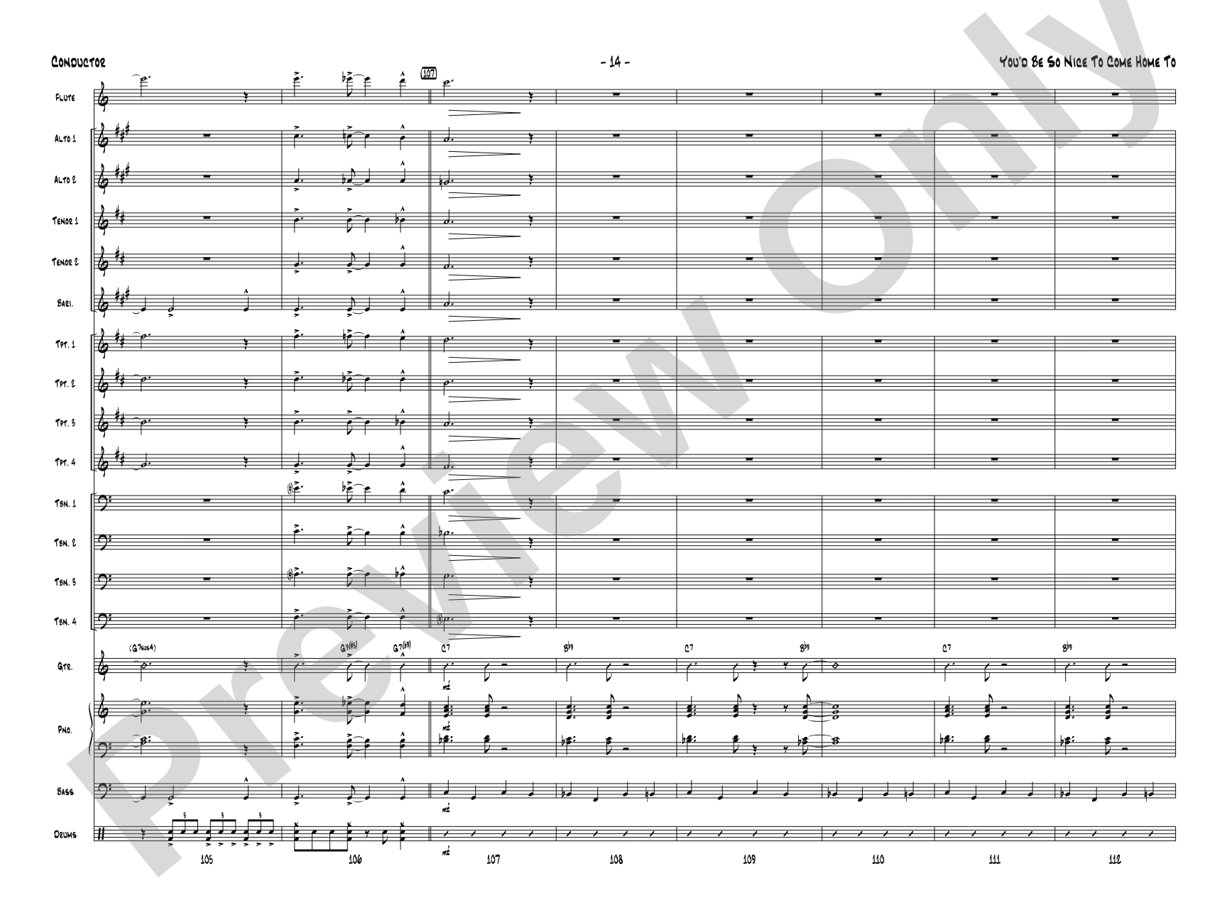 You'd Be So Nice to Come Home To: Jazz Ensemble Conductor Score & Parts