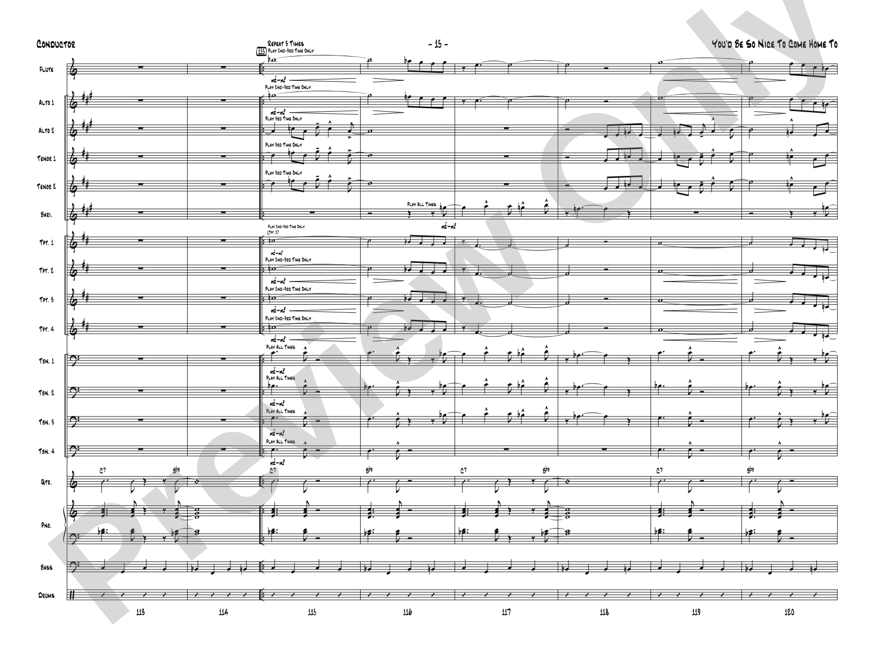 You'd Be So Nice to Come Home To: Jazz Ensemble Conductor Score & Parts