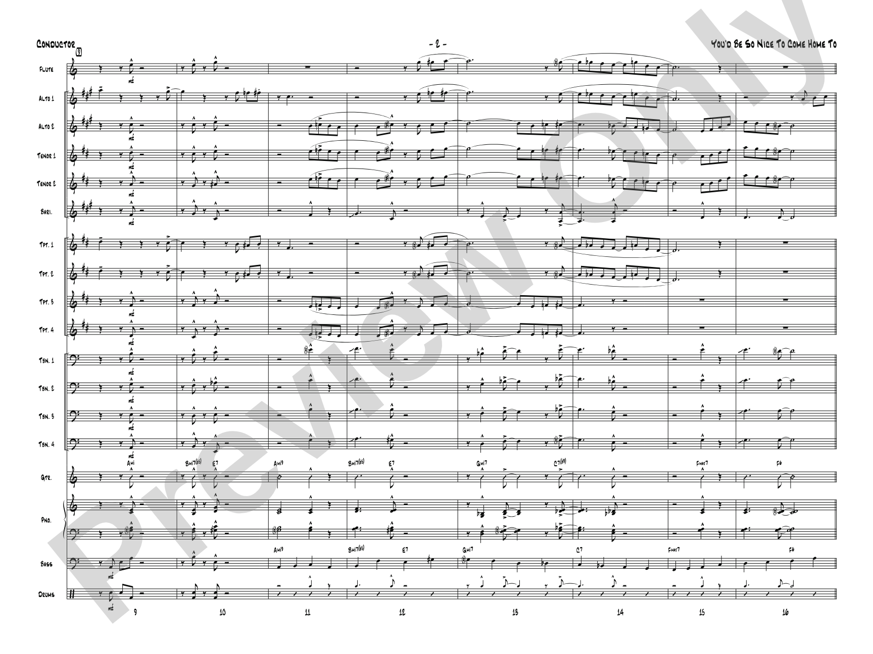 You'd Be So Nice to Come Home To: Jazz Ensemble Conductor Score & Parts