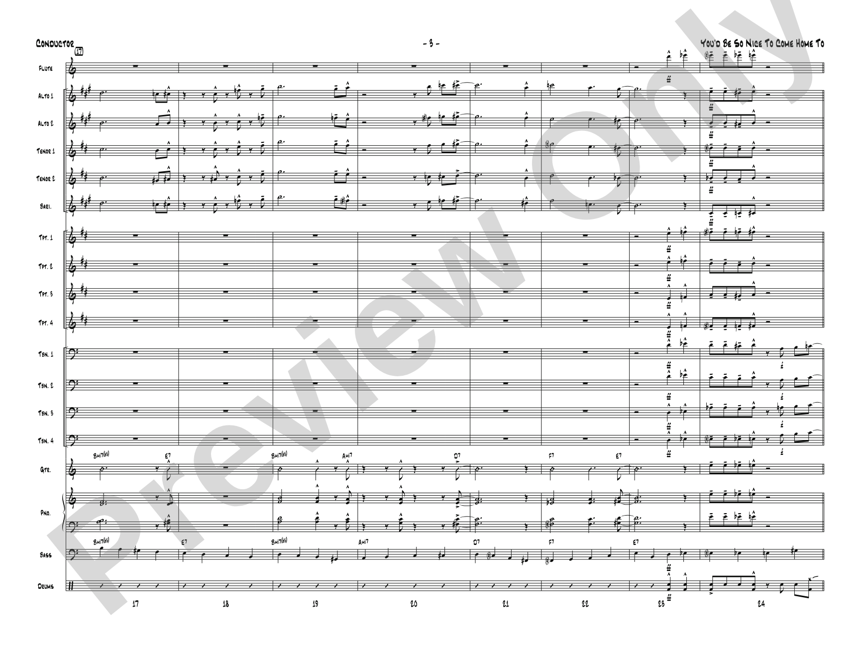 You'd Be So Nice to Come Home To: Jazz Ensemble Conductor Score & Parts