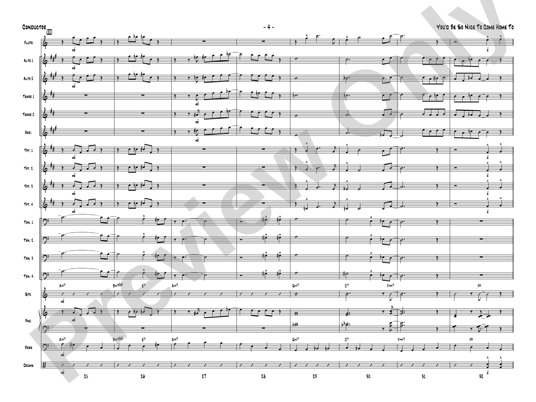 You'd Be So Nice to Come Home To: Jazz Ensemble Conductor Score & Parts