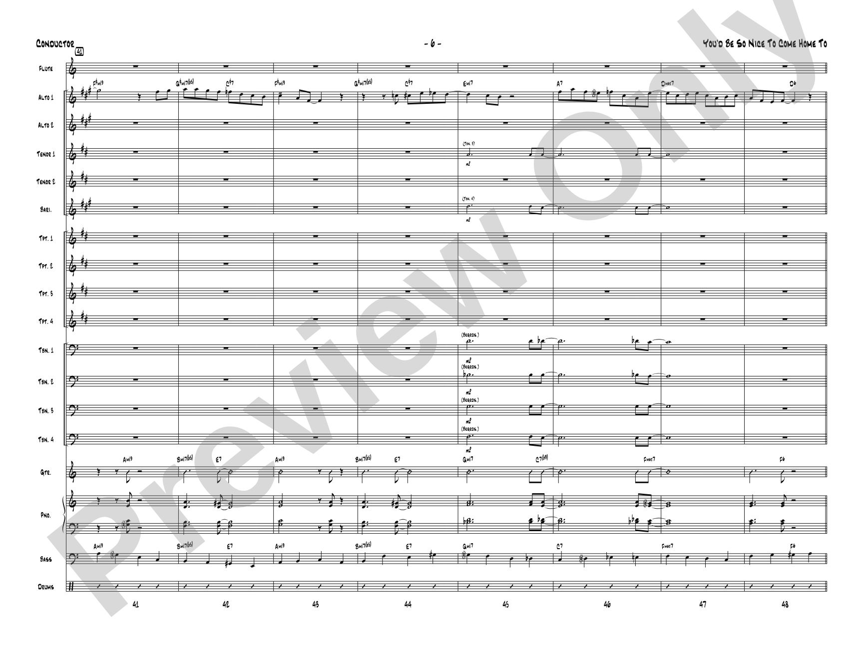 You'd Be So Nice to Come Home To: Jazz Ensemble Conductor Score & Parts