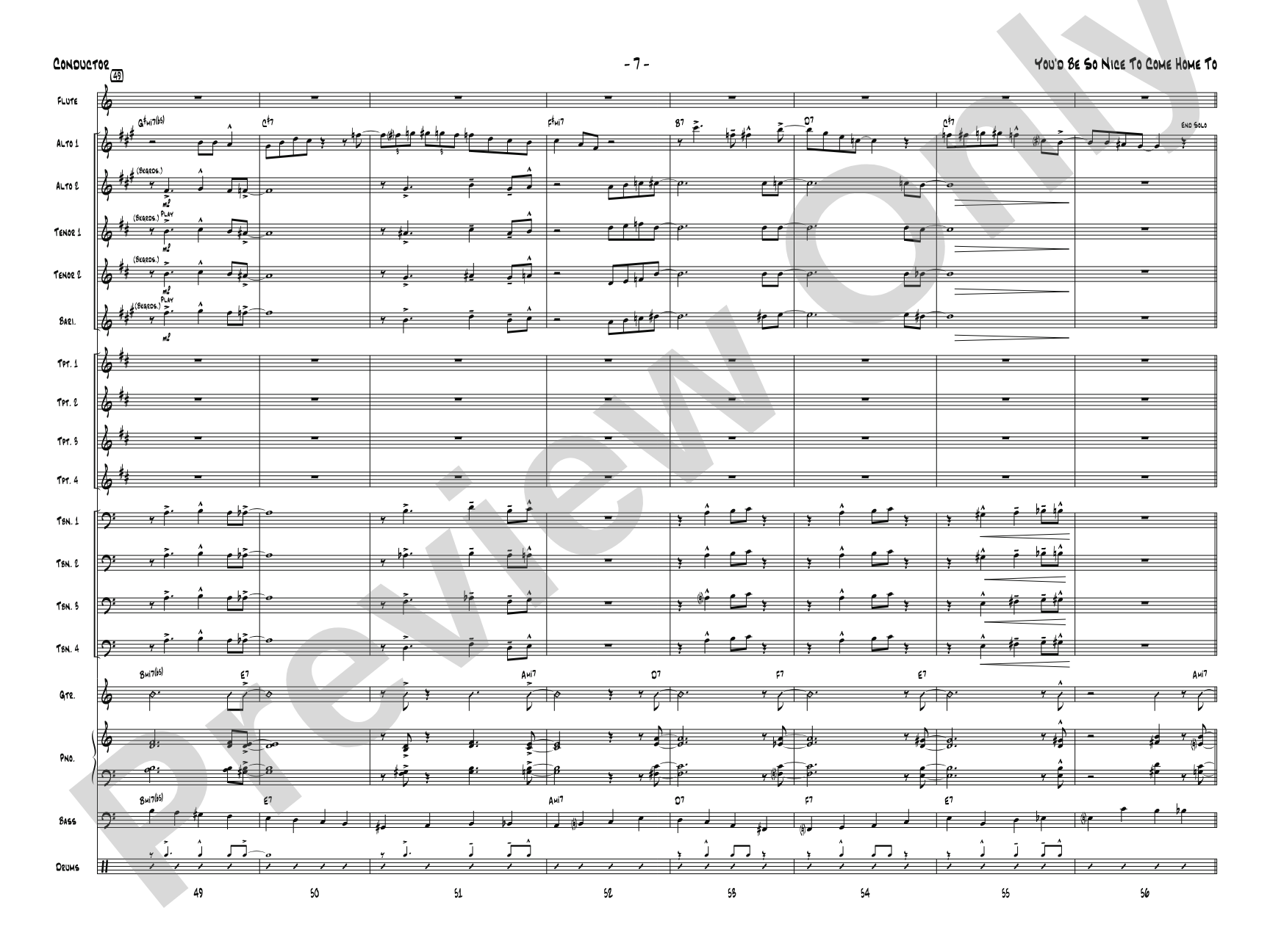 You'd Be So Nice to Come Home To: Jazz Ensemble Conductor Score & Parts