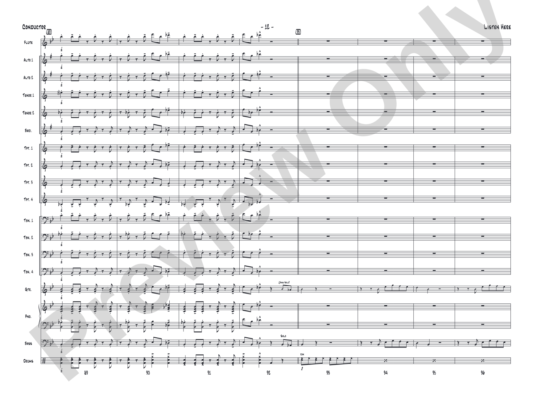 Listen Here: Jazz Ensemble Conductor Score & Parts