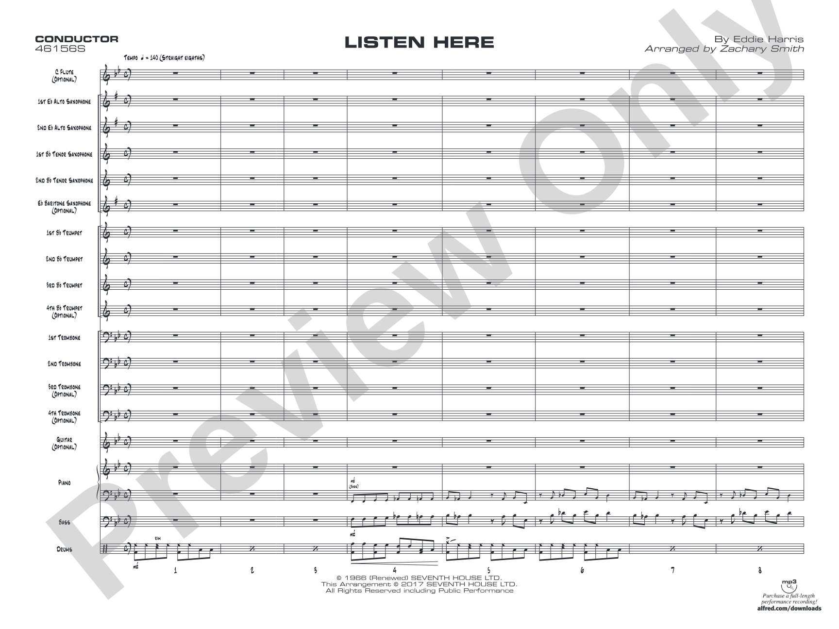 Listen Here: Jazz Ensemble Conductor Score & Parts