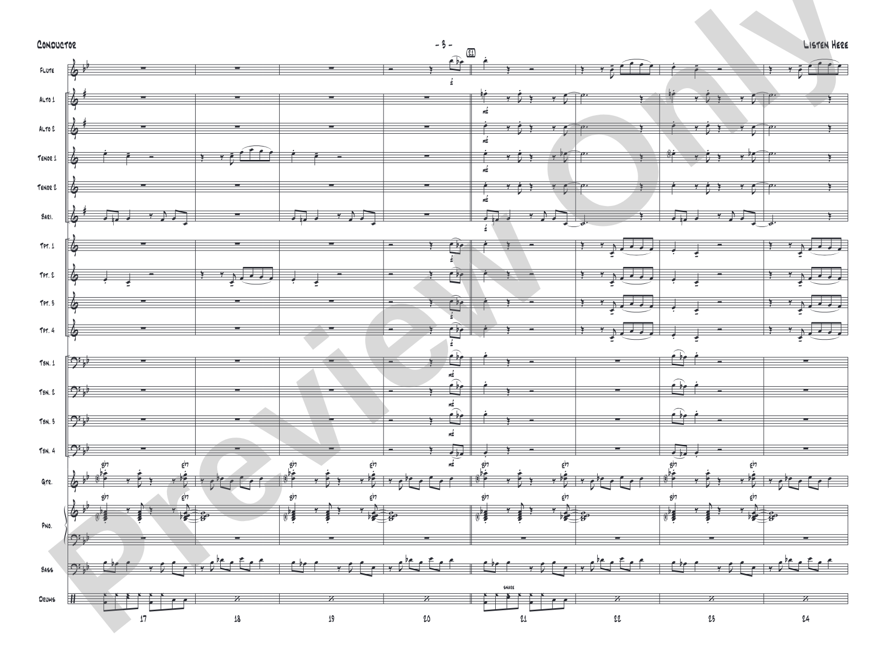 Listen Here: Jazz Ensemble Conductor Score & Parts