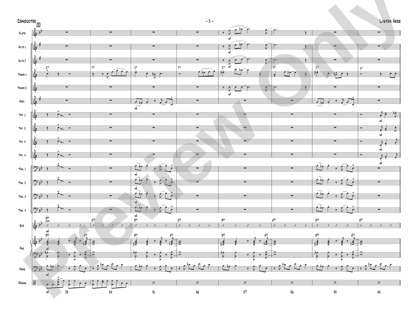Listen Here: Jazz Ensemble Conductor Score & Parts