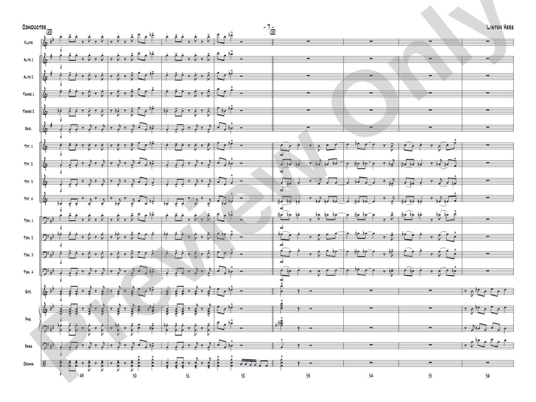 Listen Here: Jazz Ensemble Conductor Score & Parts