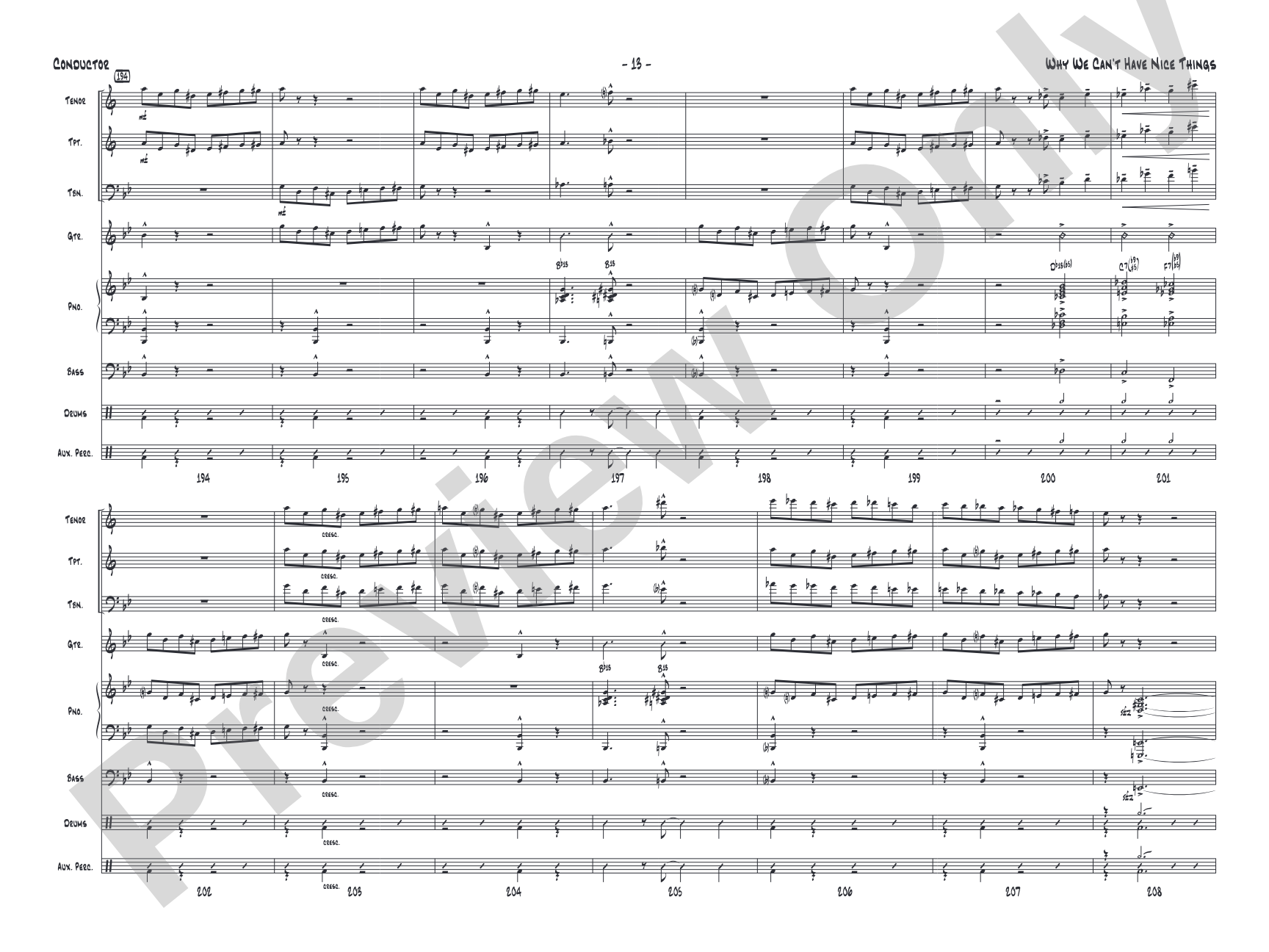 Why We Can't Have Nice Things: Jazz Ensemble Conductor Score & Parts