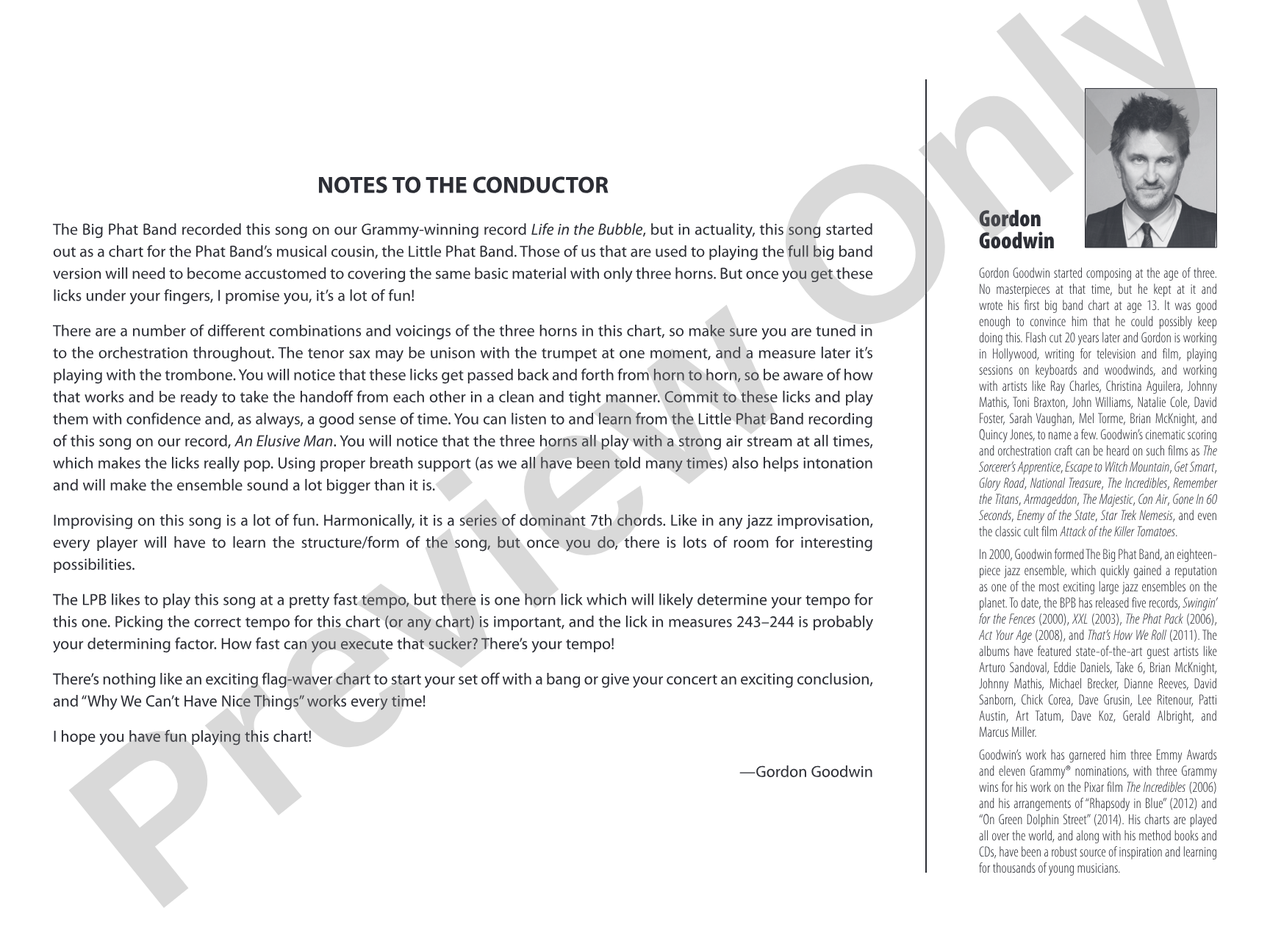 Why We Can't Have Nice Things: Jazz Ensemble Conductor Score & Parts