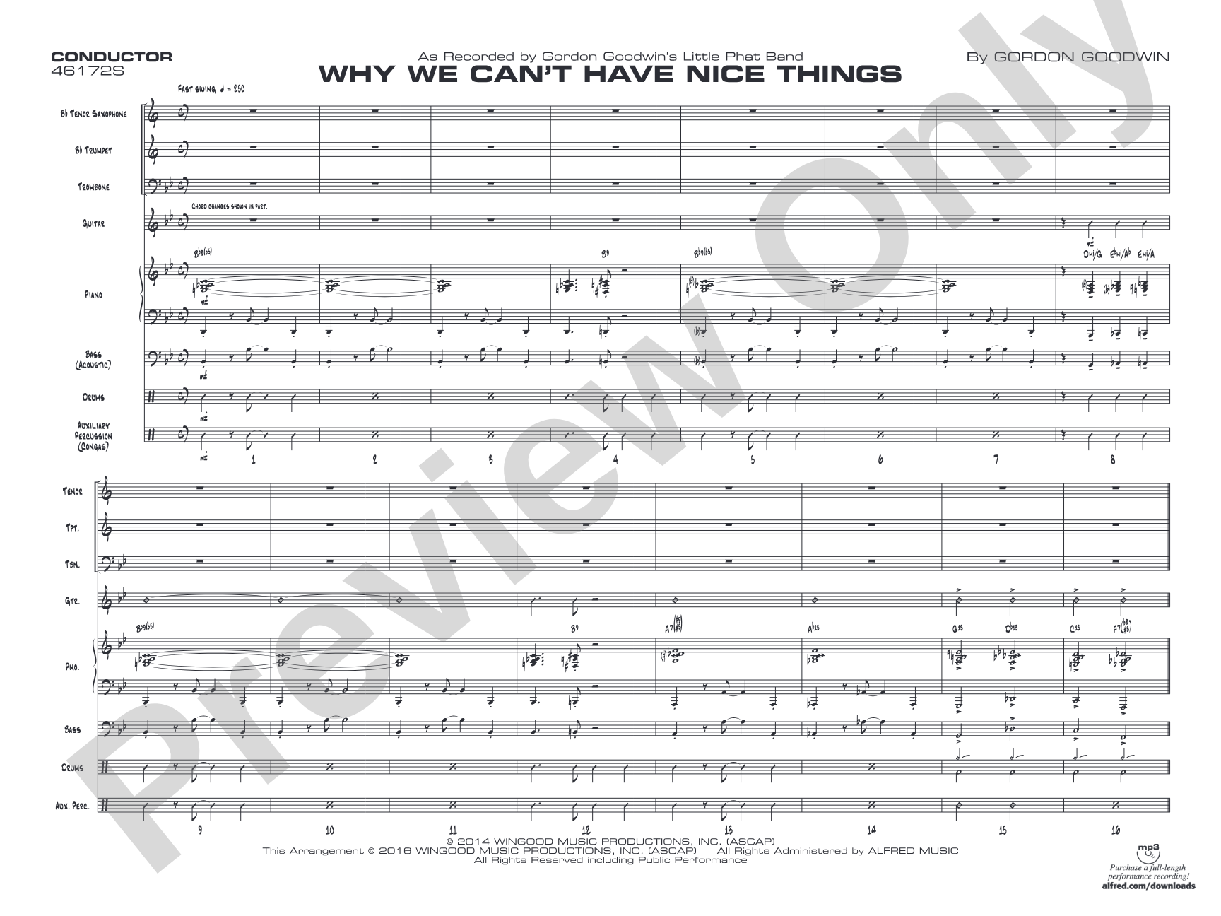 Why We Can't Have Nice Things: Jazz Ensemble Conductor Score & Parts