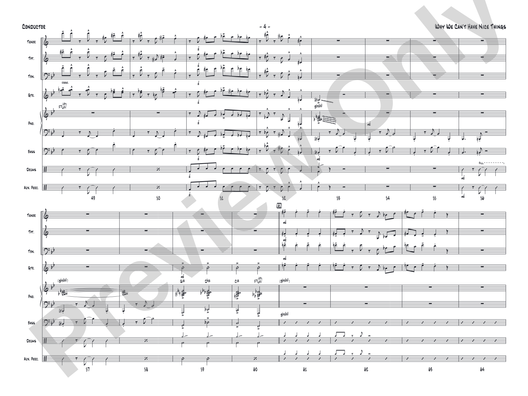 Why We Can't Have Nice Things: Jazz Ensemble Conductor Score & Parts
