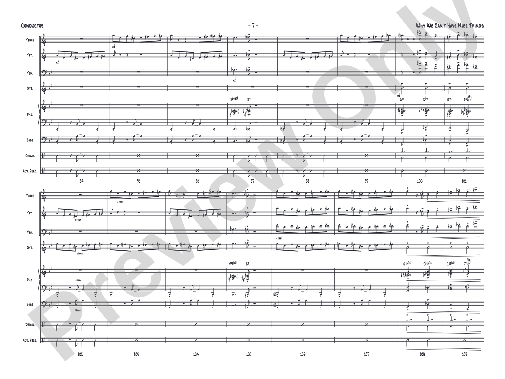 Why We Can't Have Nice Things: Jazz Ensemble Conductor Score & Parts