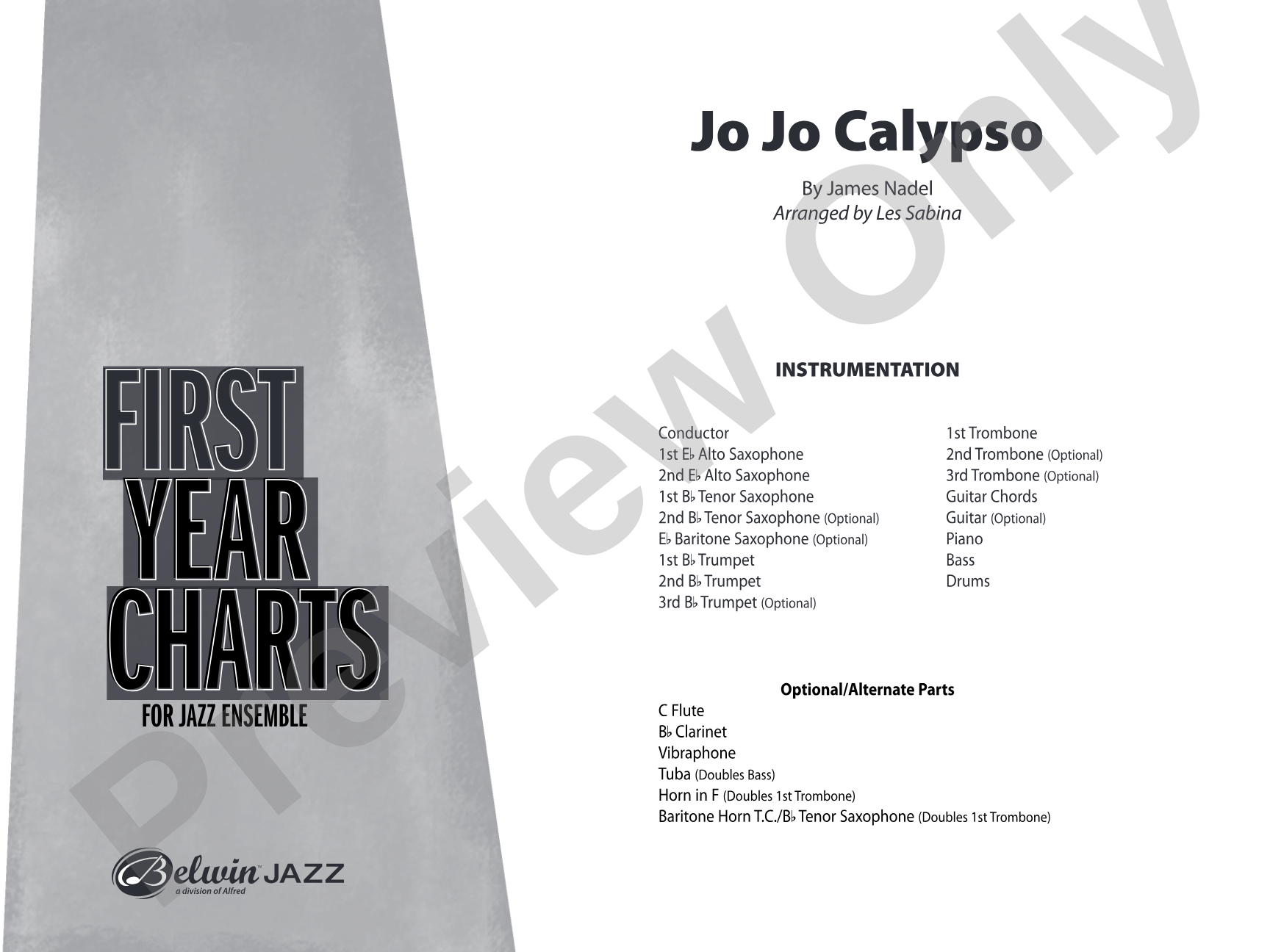 Jo Jo Calypso: Jazz Ensemble Conductor Score & Parts