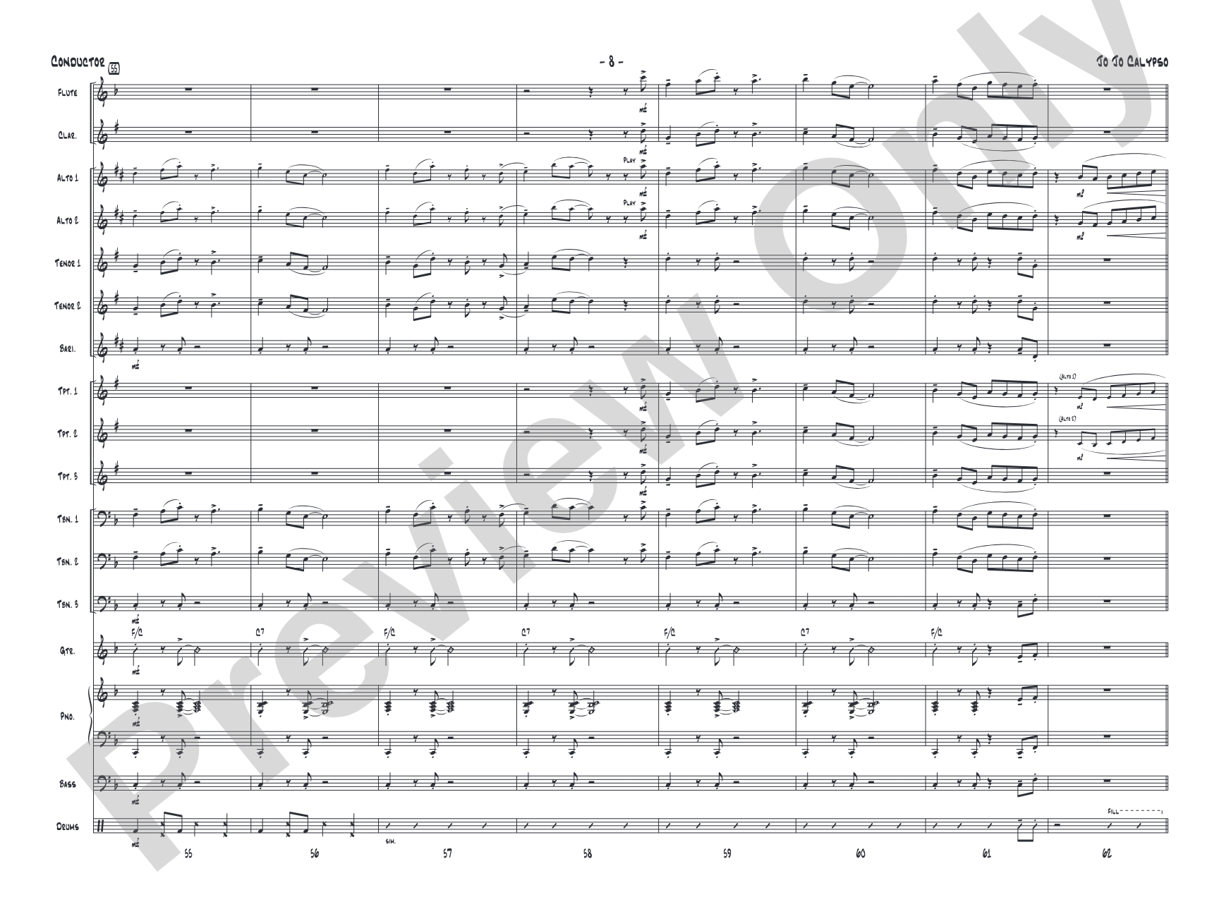 Jo Jo Calypso: Jazz Ensemble Conductor Score & Parts