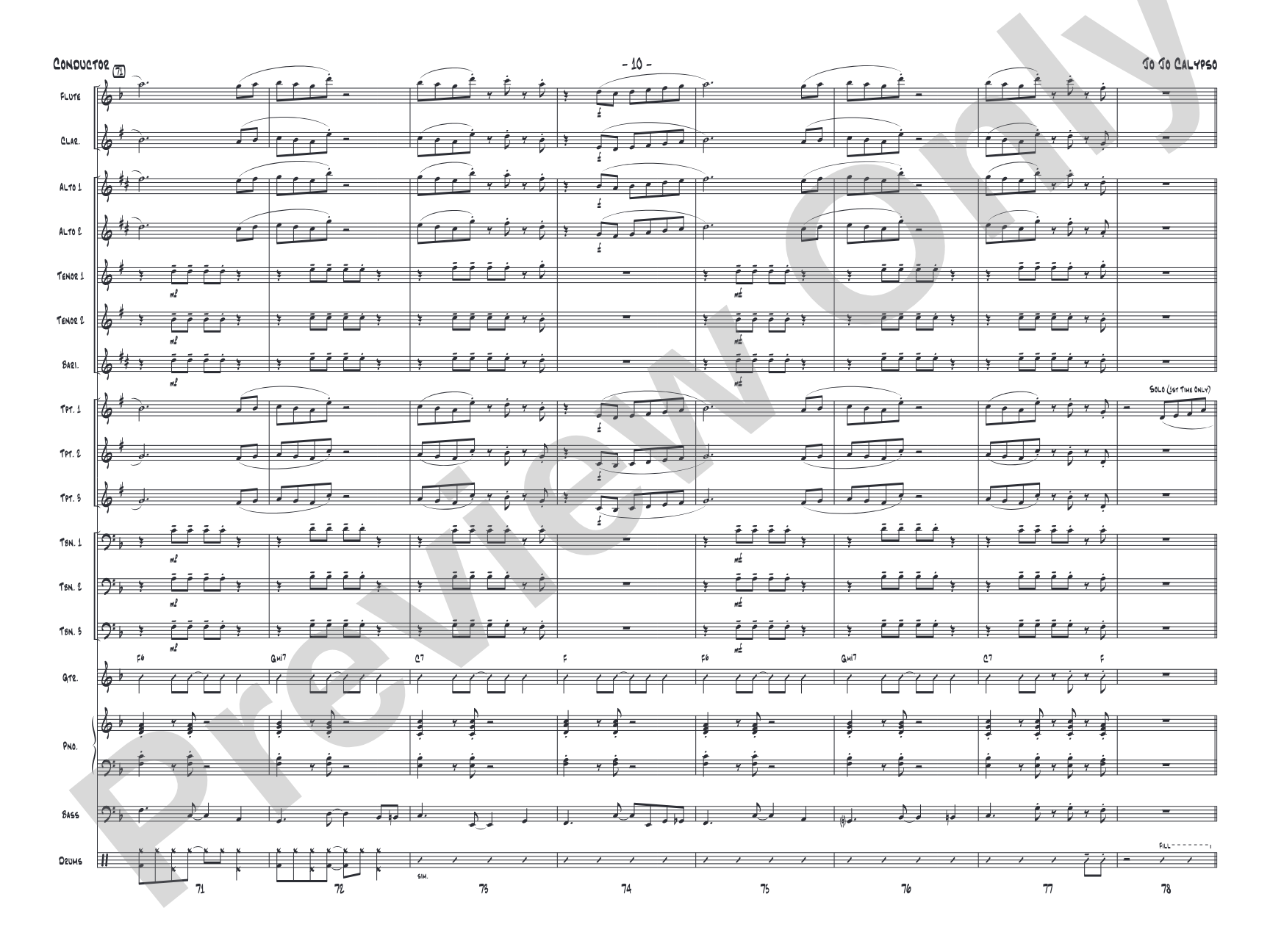 Jo Jo Calypso: Jazz Ensemble Conductor Score & Parts